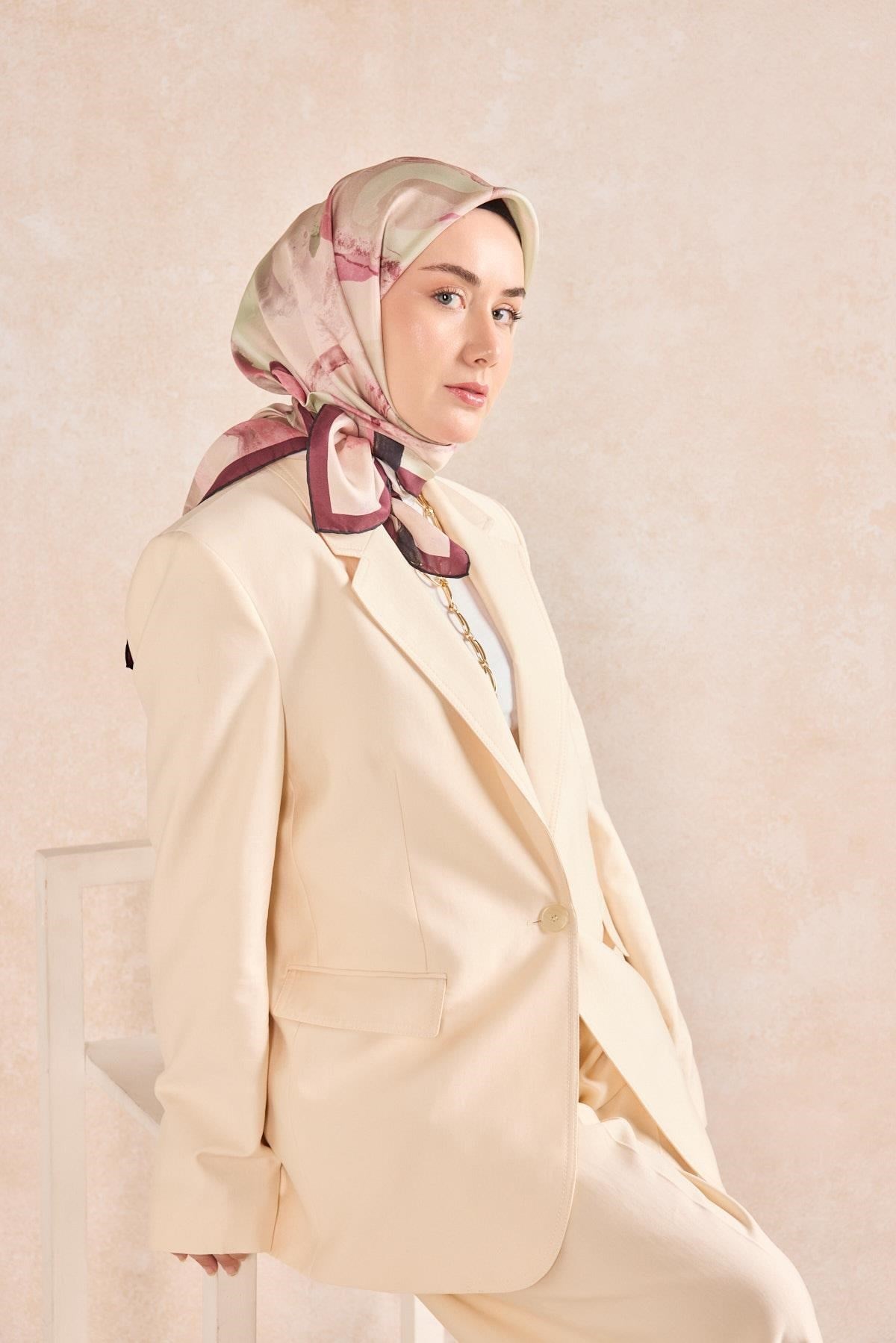 Twill İpek Petal Eşarp Gül Kurusu 90x90