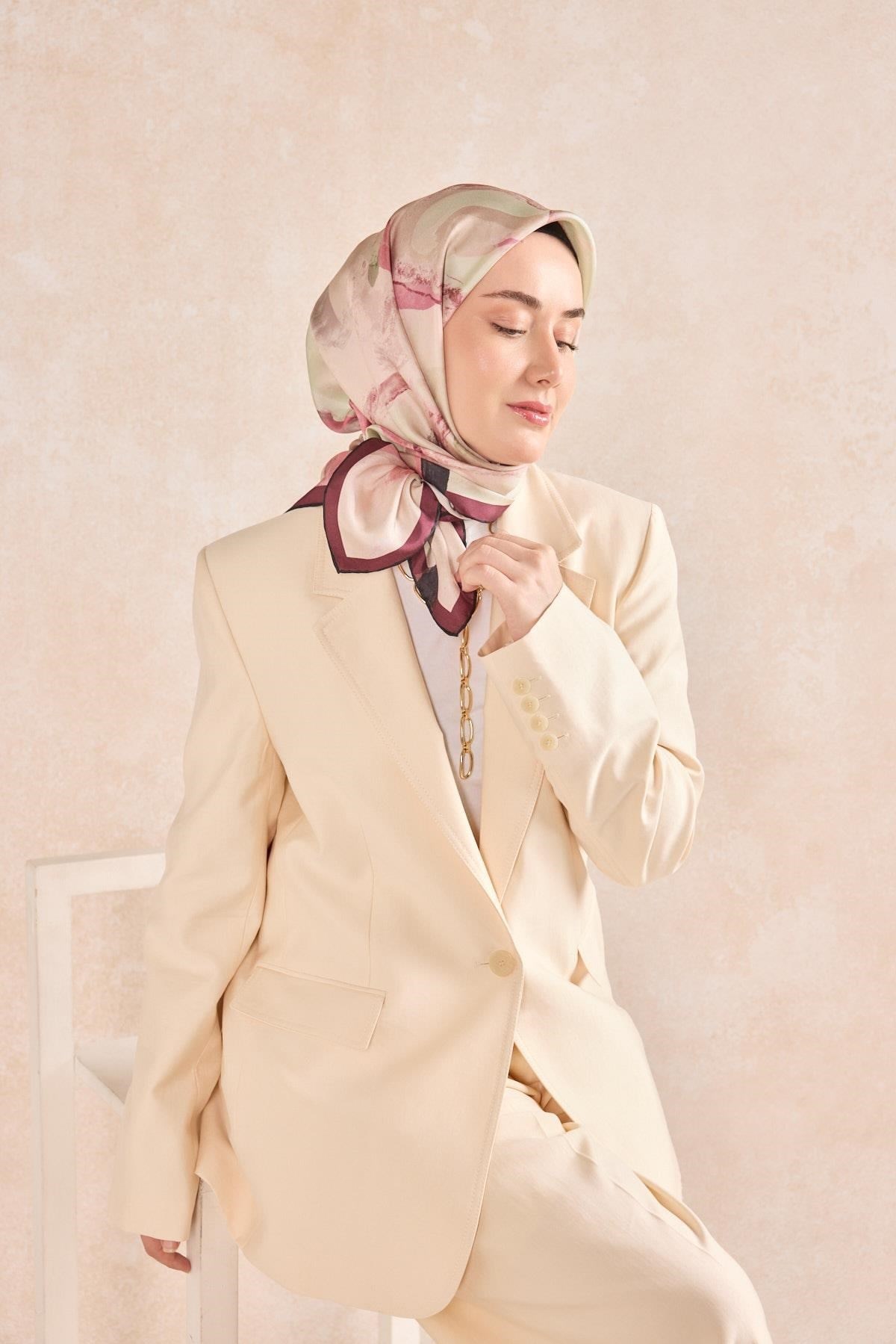 Twill İpek Petal Eşarp Gül Kurusu 90x90