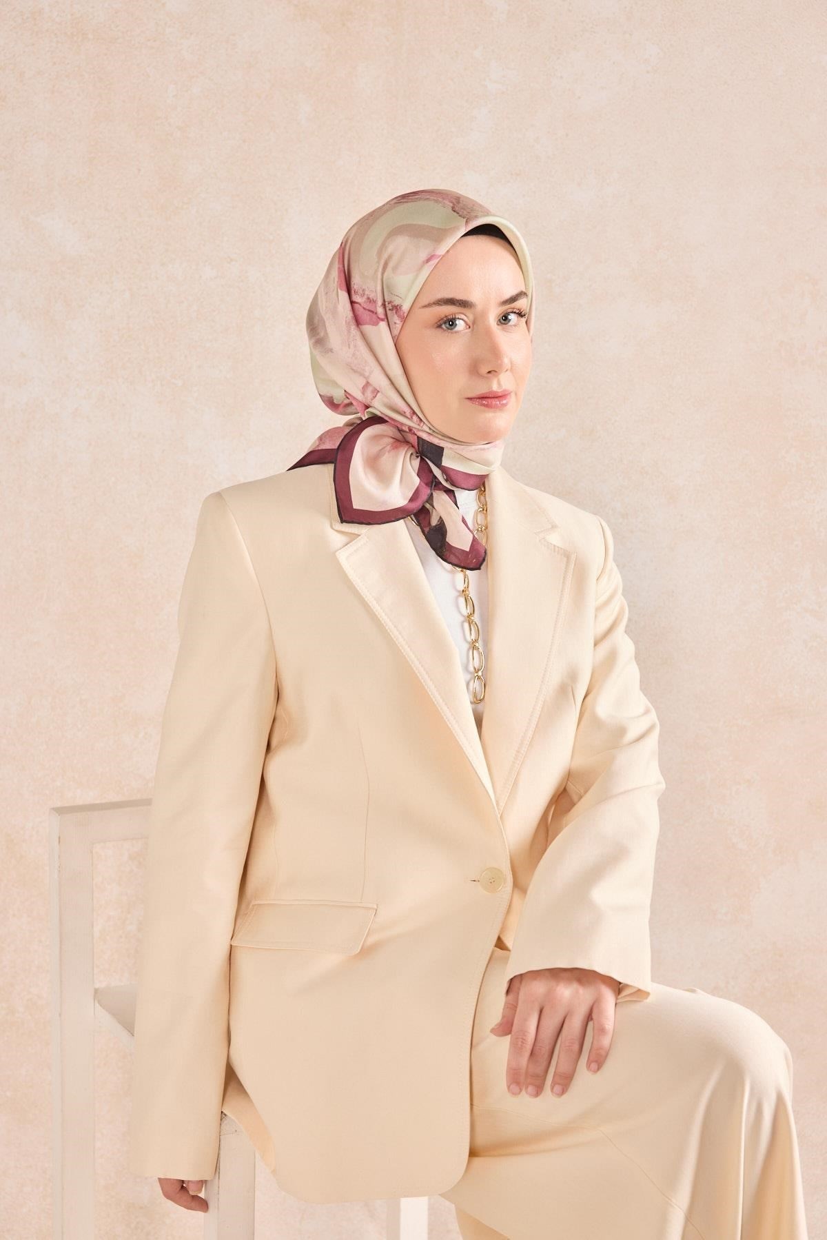 Twill İpek Petal Eşarp Gül Kurusu 90x90