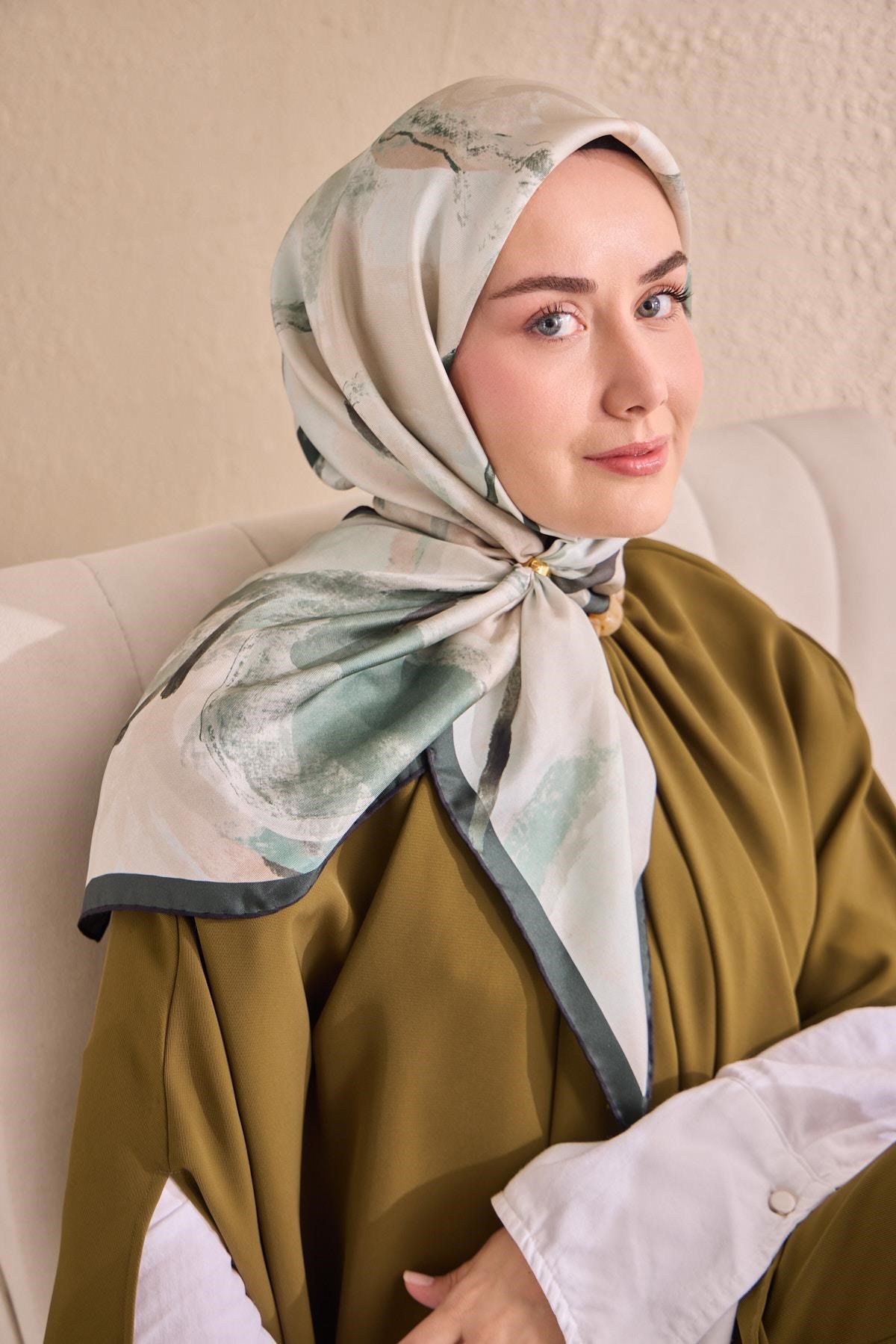 Twill İpek Petal Eşarp Zümrüt 90x90
