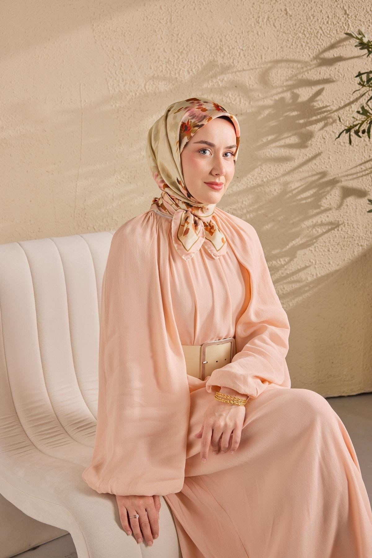 Twill İpek Watercolor Eşarp Pudra Pembe 90x90