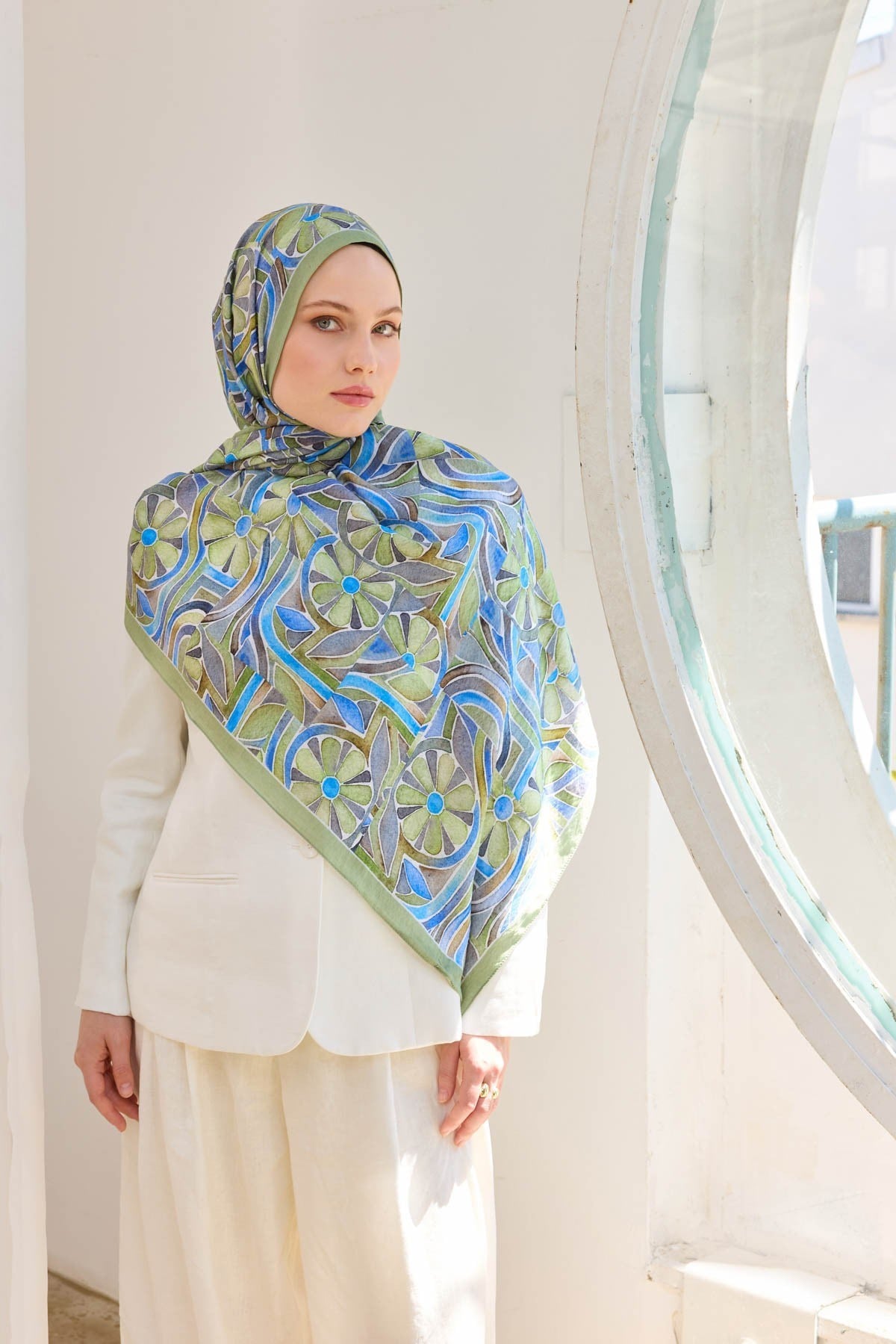 Urban Hours Bohem Papatya Açık Yeşil Mayda Şal