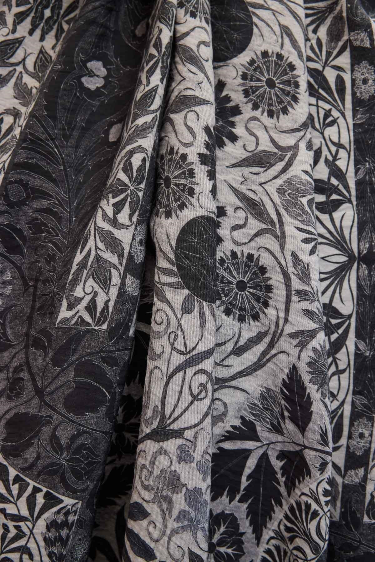 Urban Hours Floral Motif Desen Açık Gri Mayda Şal 190x70