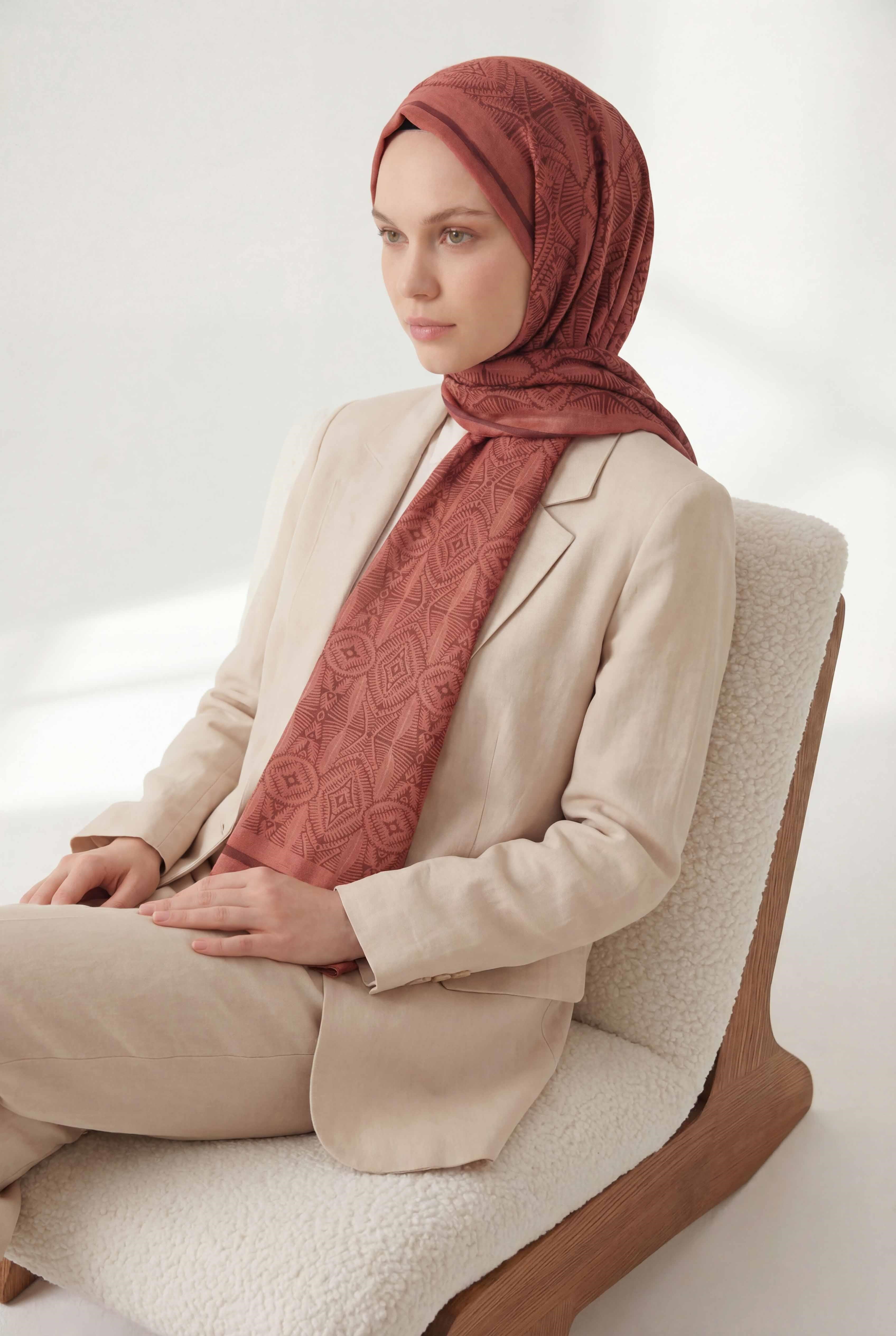 Urban Nature Desen Koyu Somon  75X195 Soft Şal