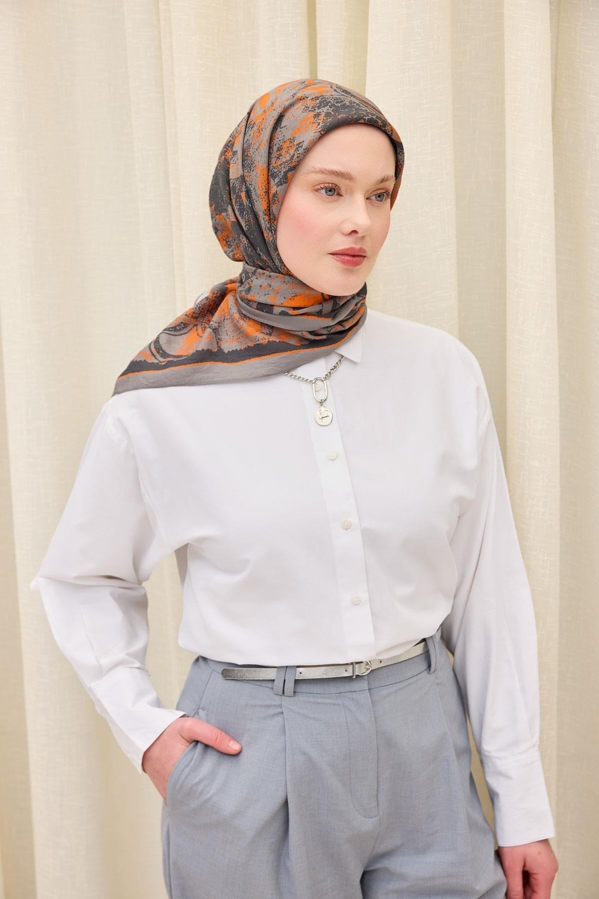 Velora Eşarp Art Gri 90x90
