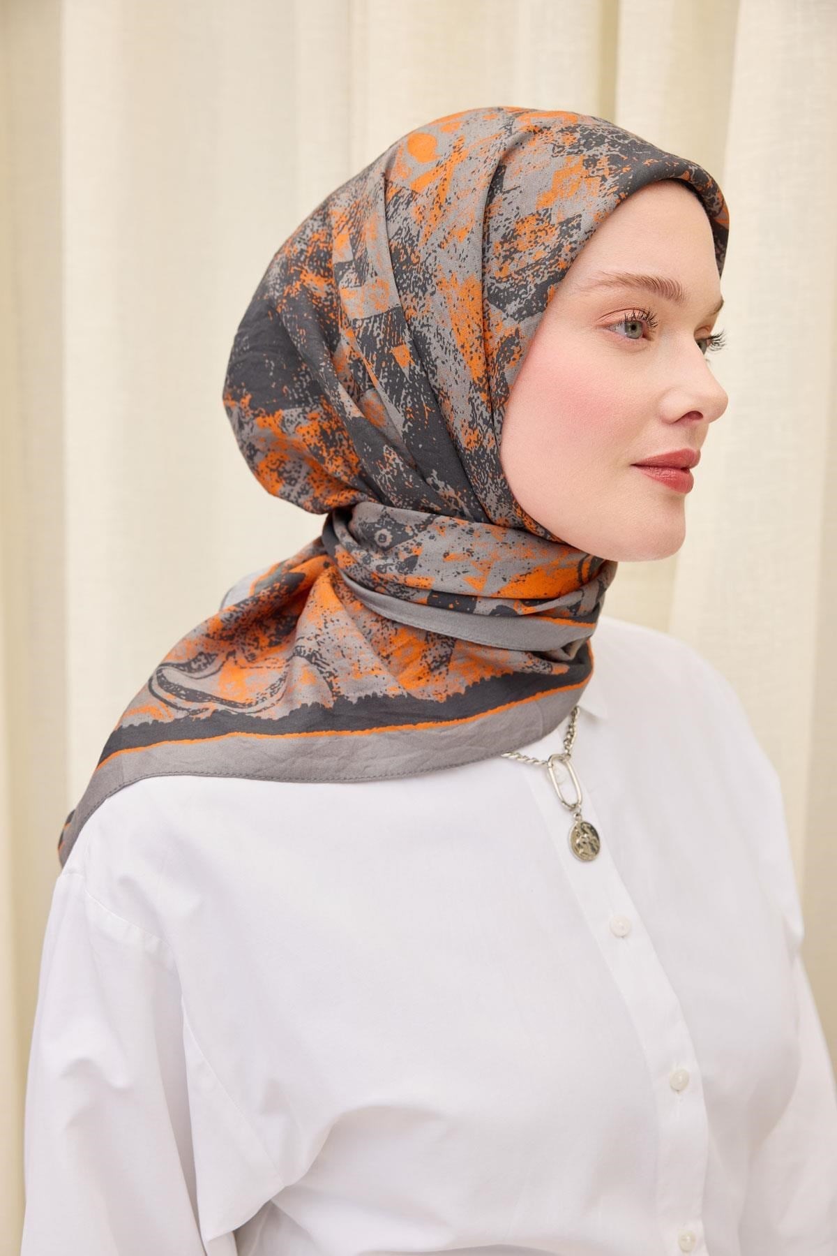 Velora Eşarp Art Gri 90x90