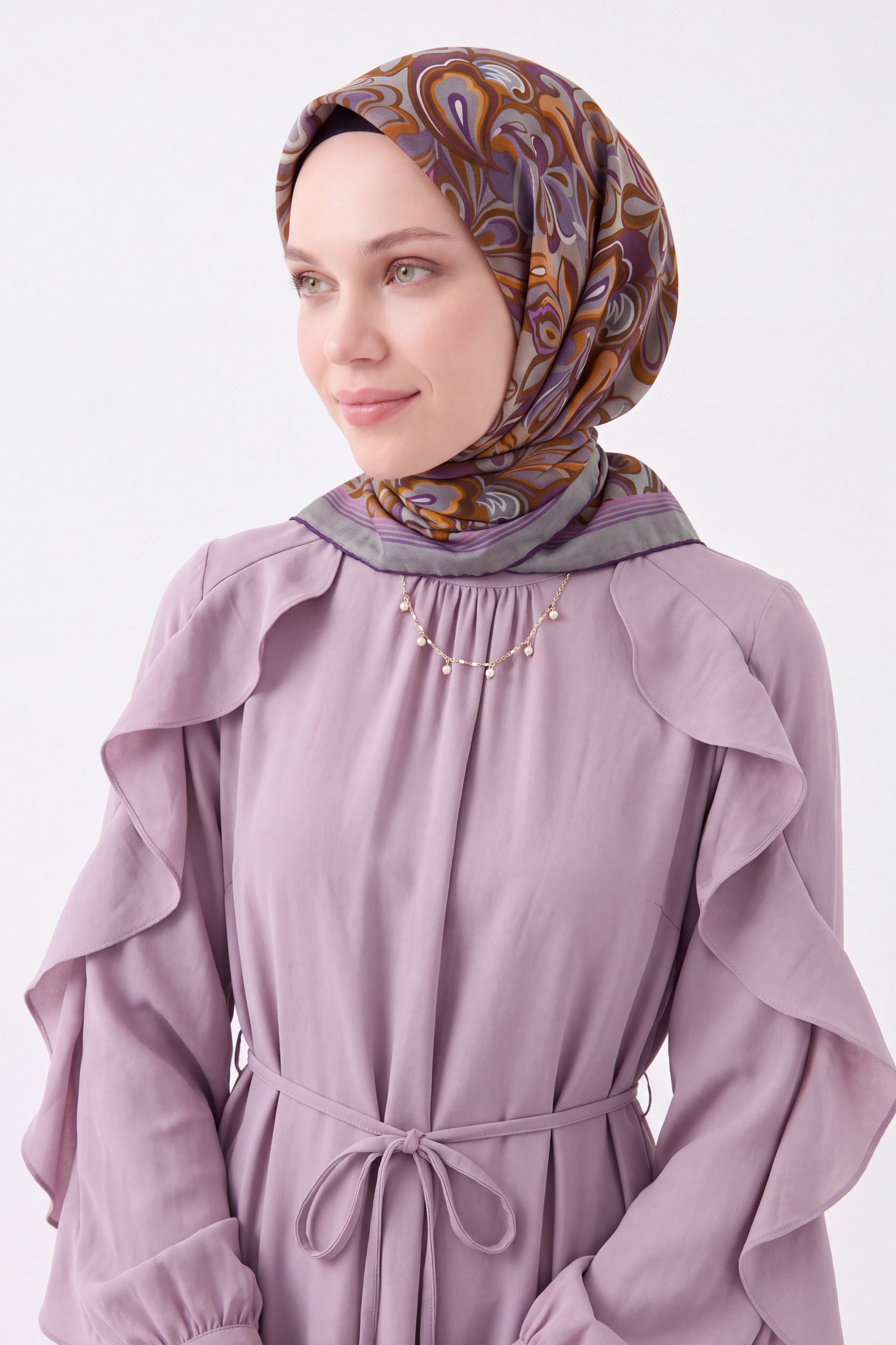 Velora Eşarp Aura Floral Füme