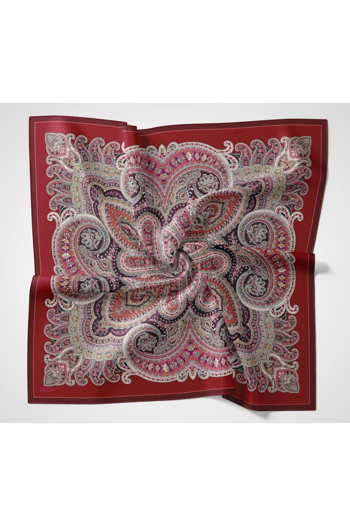 Velora Eşarp Ethnic Bordo 90x90