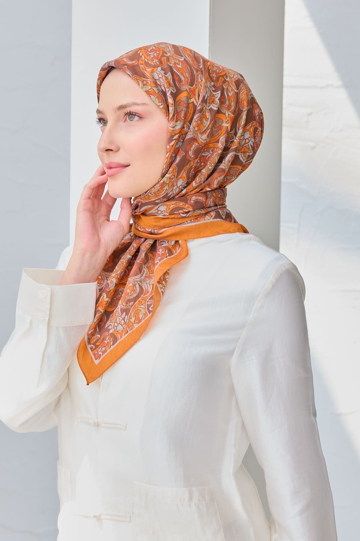 Velora Eşarp Ethnic Kahverengi