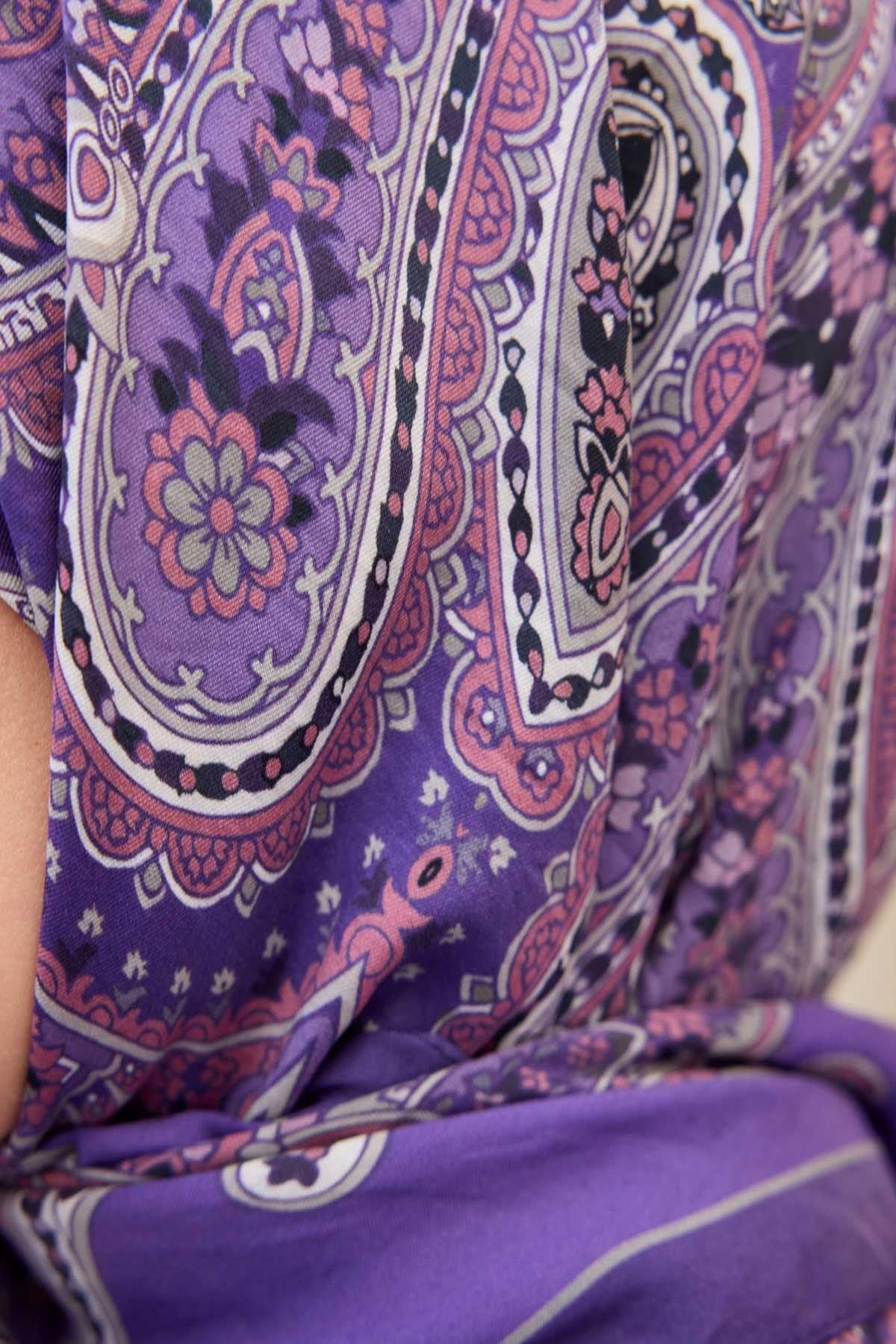 Velora Eşarp Ethnic Mor 90x90