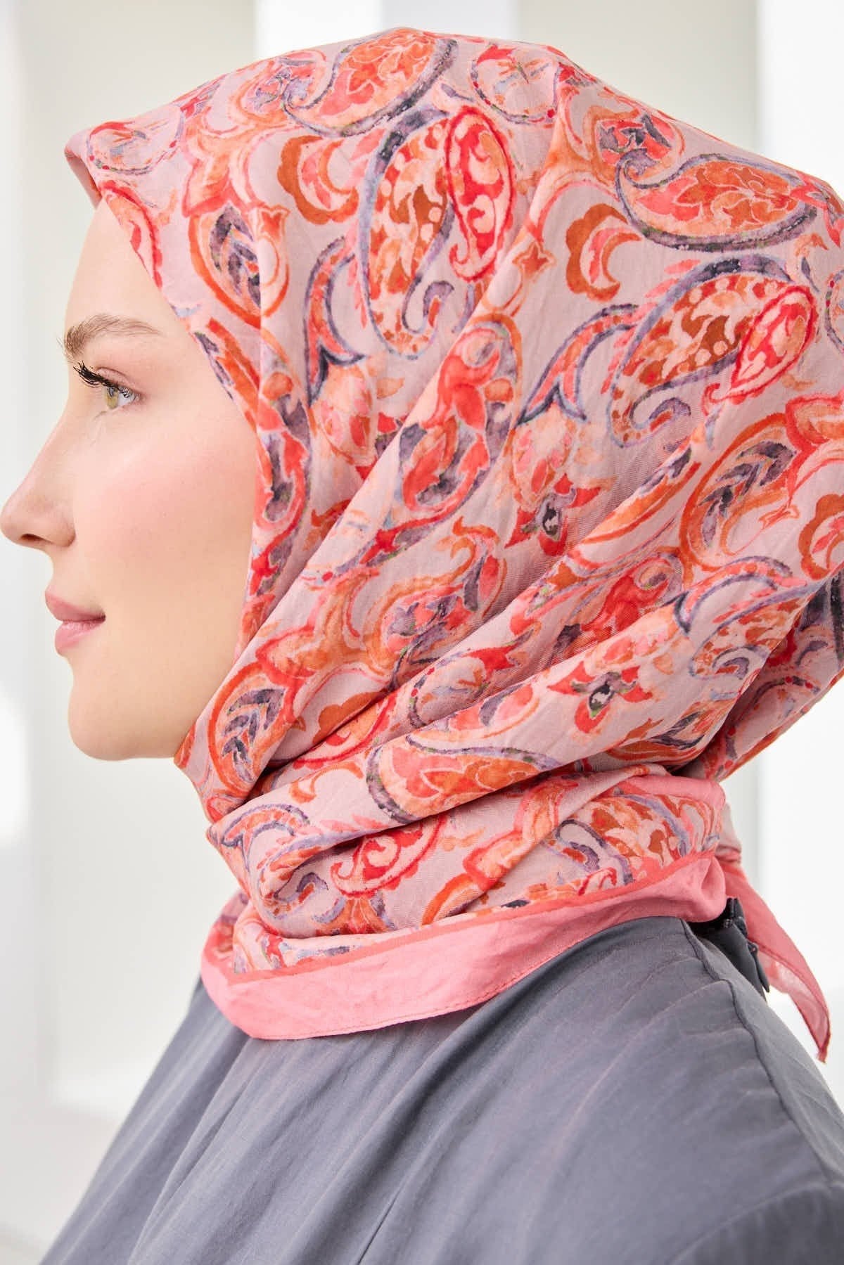 Velora Eşarp Ethnic Pembe