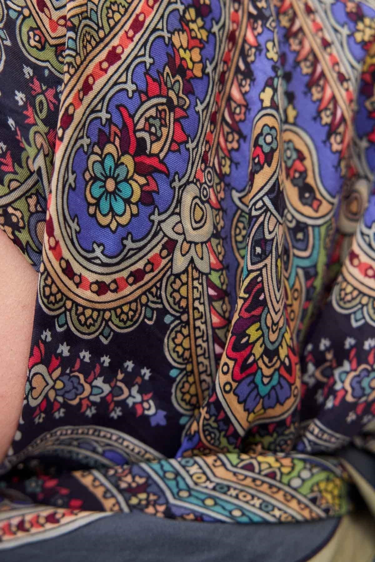 Velora Eşarp Ethnic Soluk Lacivert 90x90