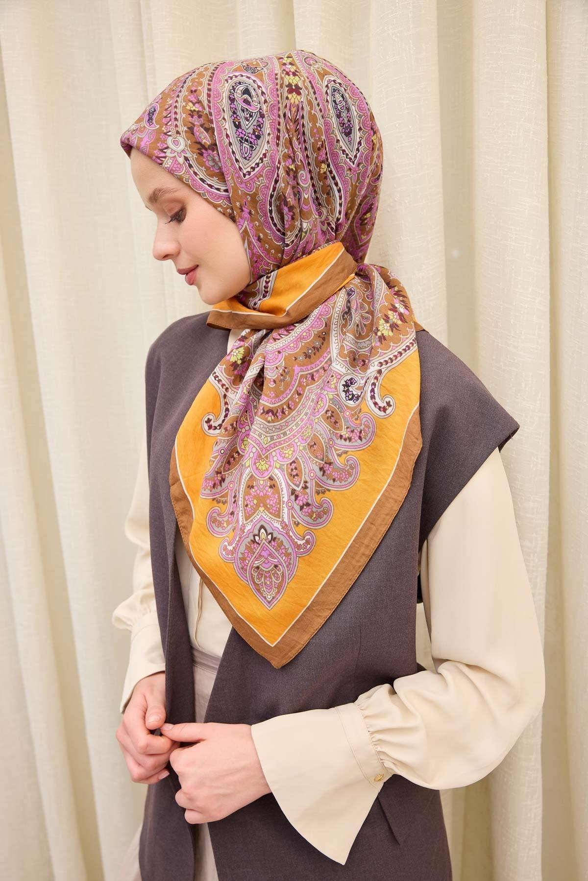 Velora Eşarp Ethnic Turuncu 90x90