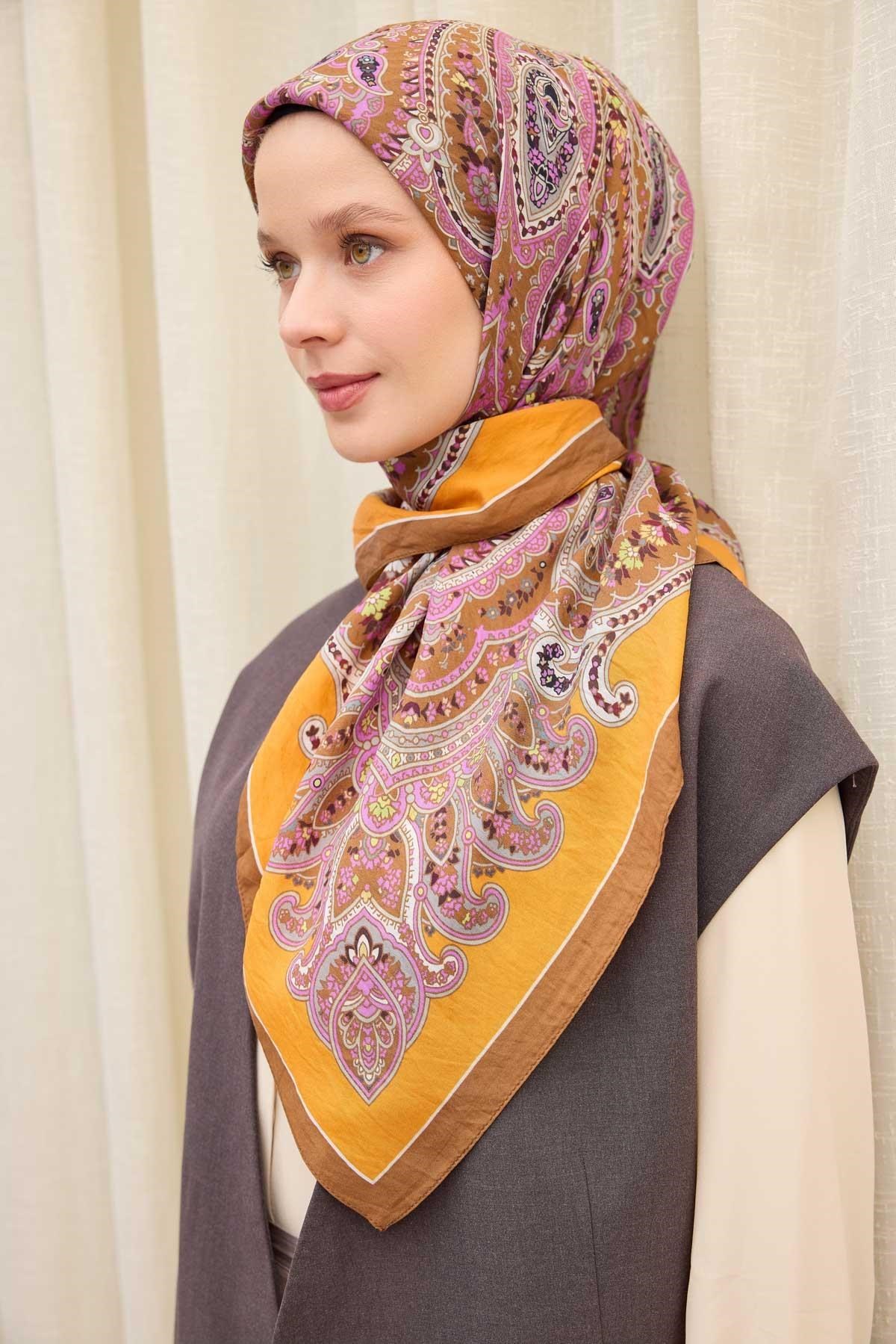 Velora Eşarp Ethnic Turuncu 90x90