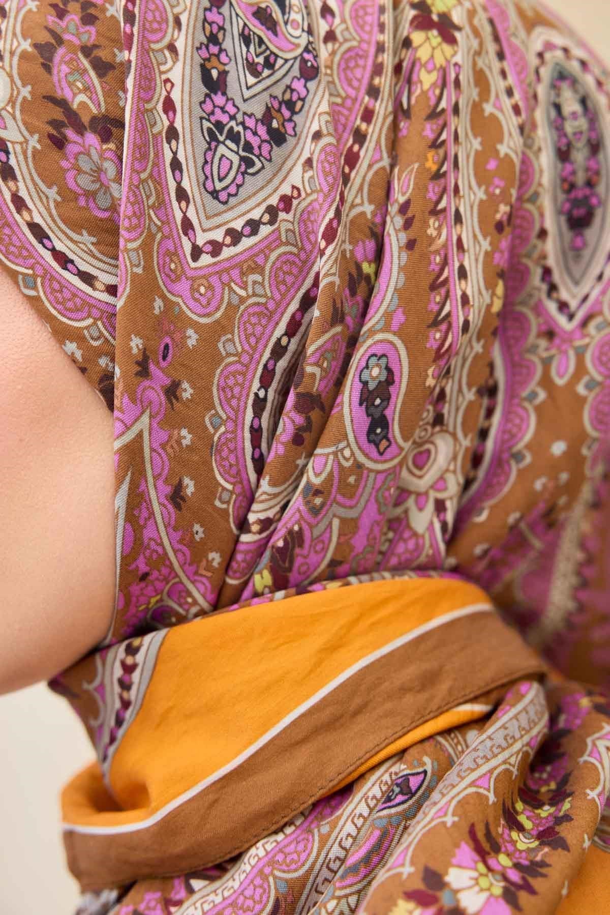 Velora Eşarp Ethnic Turuncu 90x90