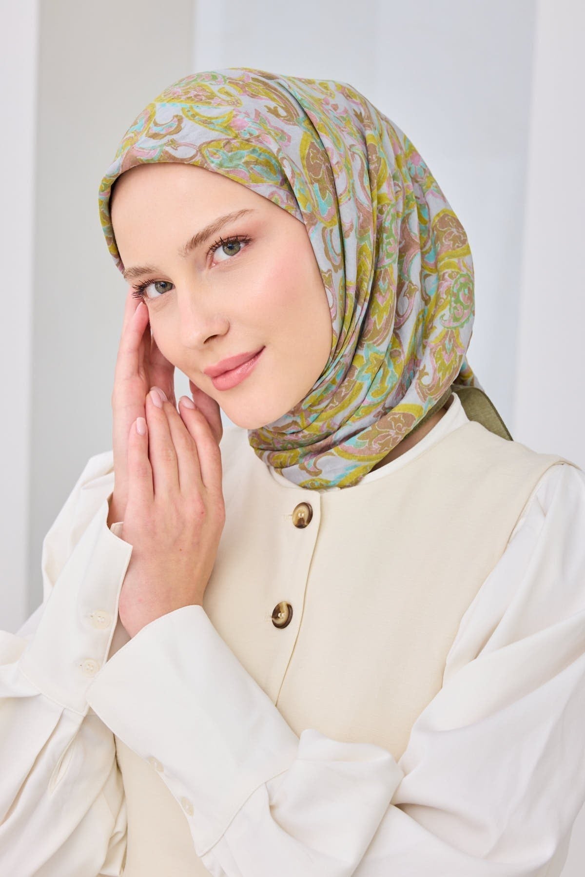 Velora Eşarp Ethnic Yağ Yeşili