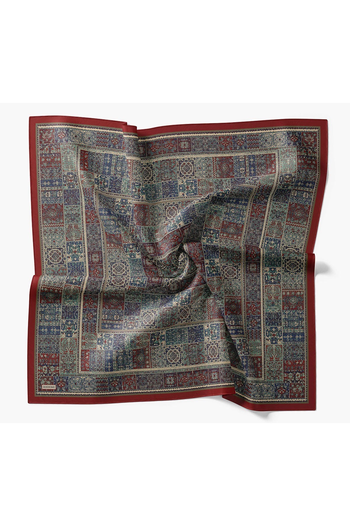 Velora Eşarp Etnik Desen Bordo 90x90