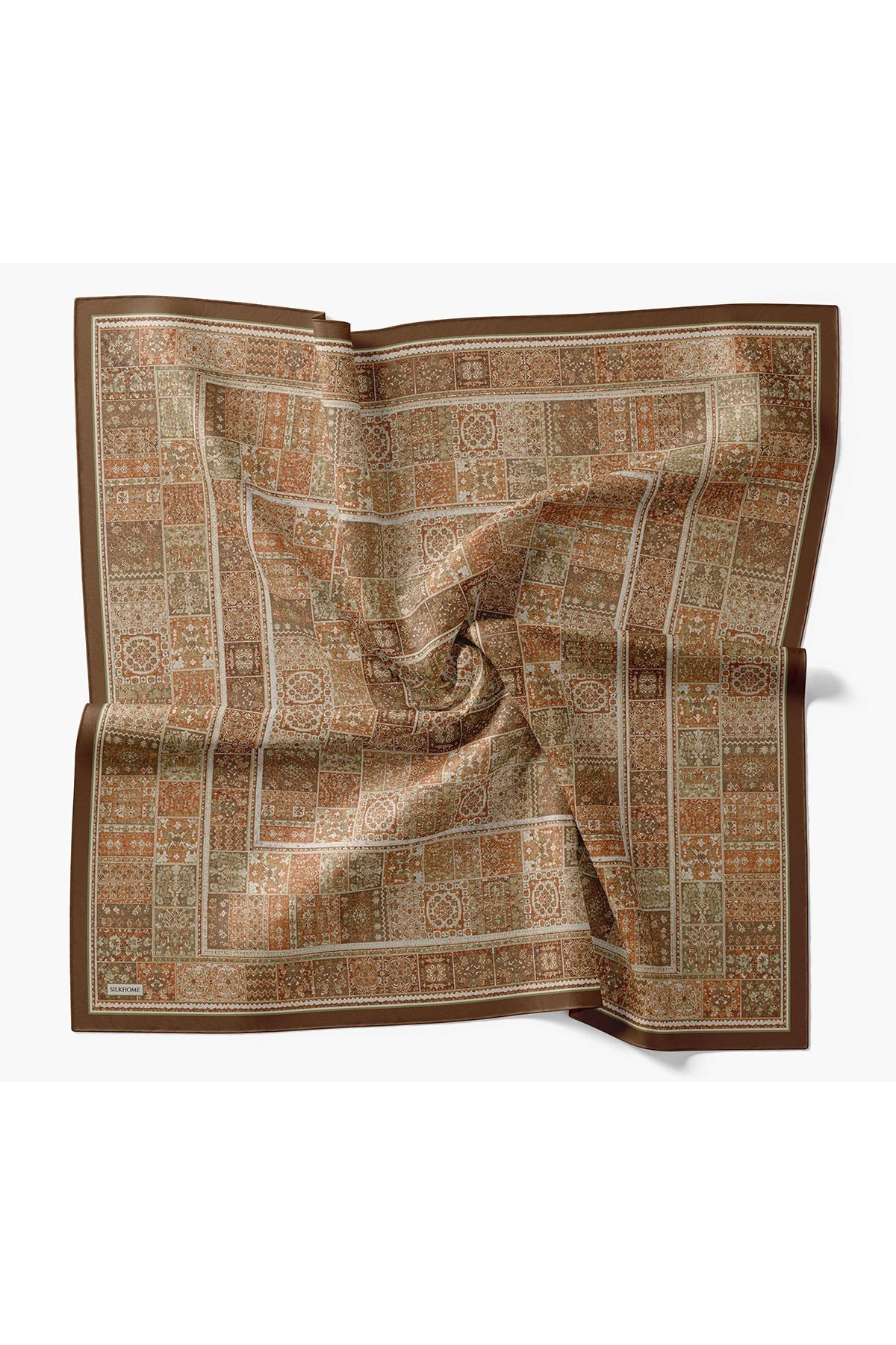 Velora Eşarp Etnik Desen Koyu Turuncu 90x90