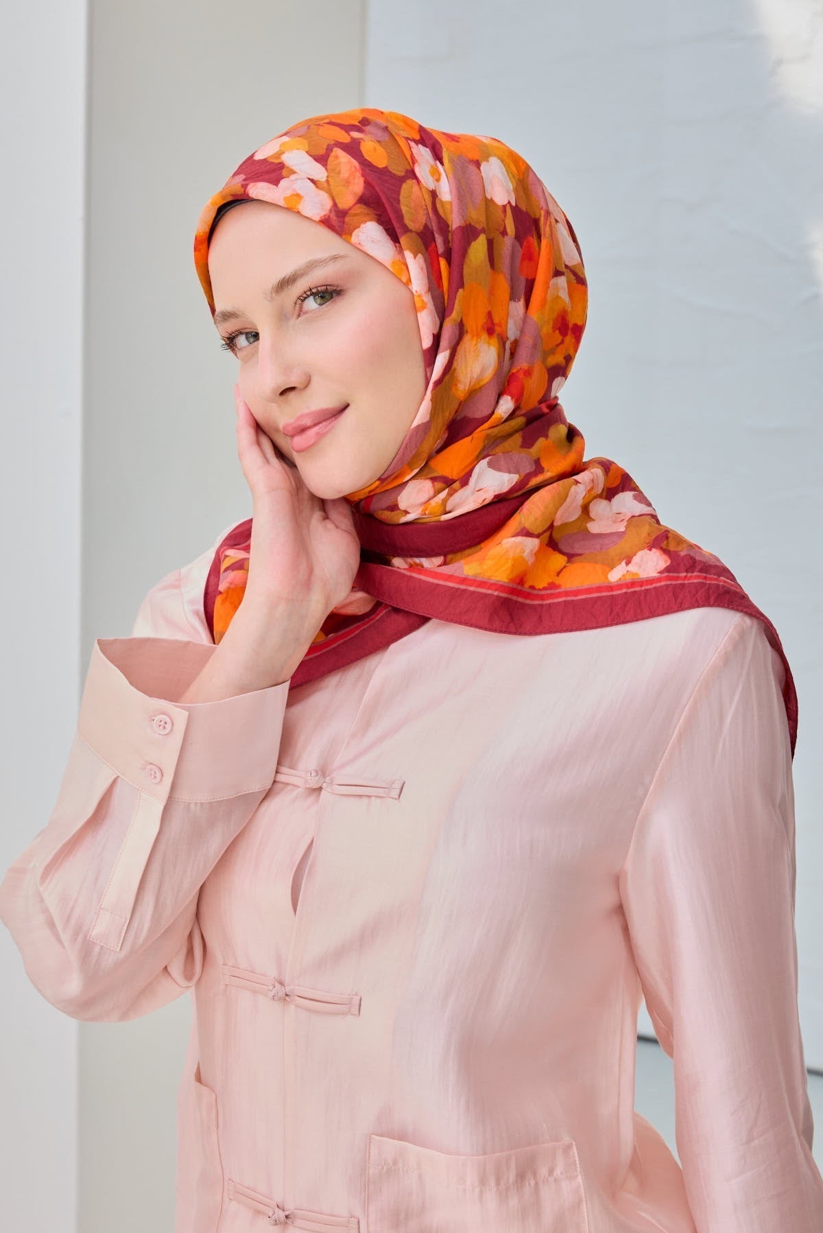Velora Eşarp Floral Bordo