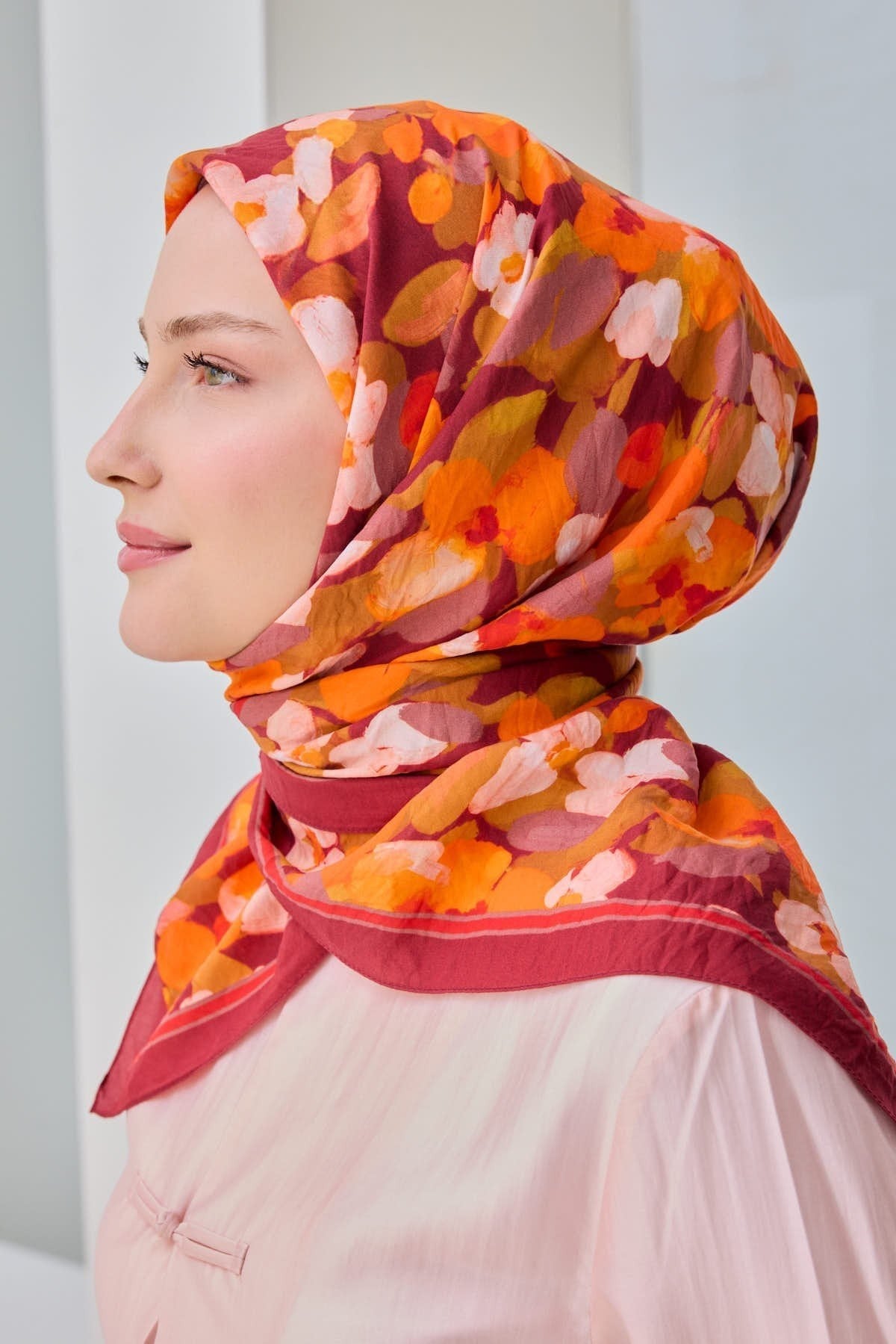 Velora Eşarp Floral Bordo