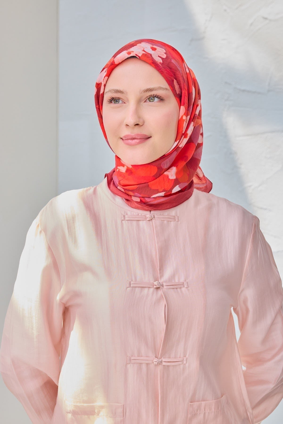 Velora Eşarp Floral Kırmızı