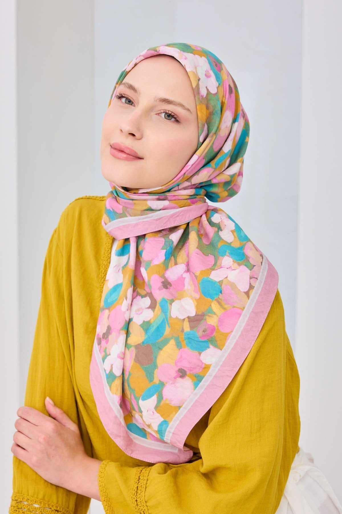 Velora Eşarp Floral Pembe