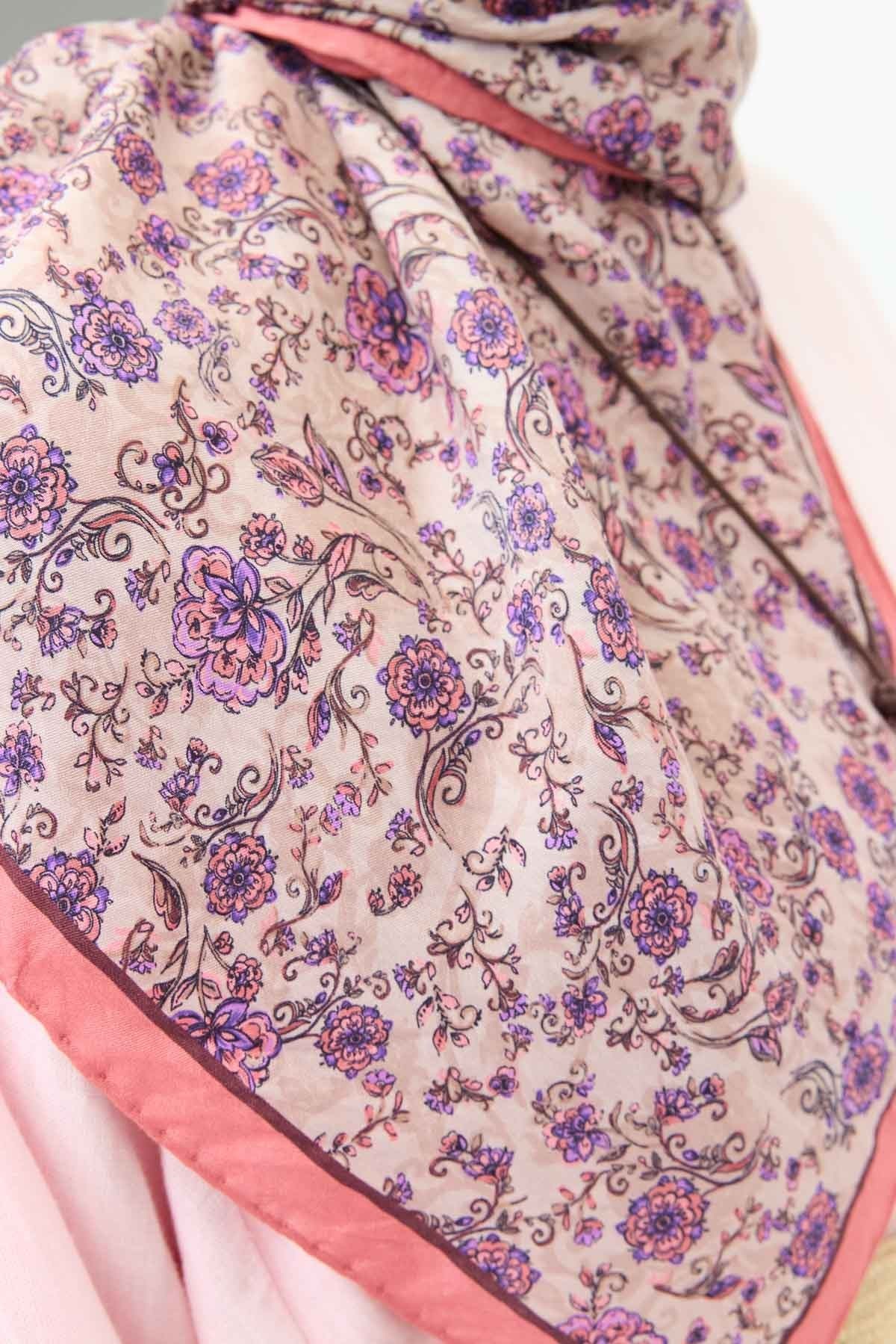 Velora Eşarp Modern Flora Pembe 90x90
