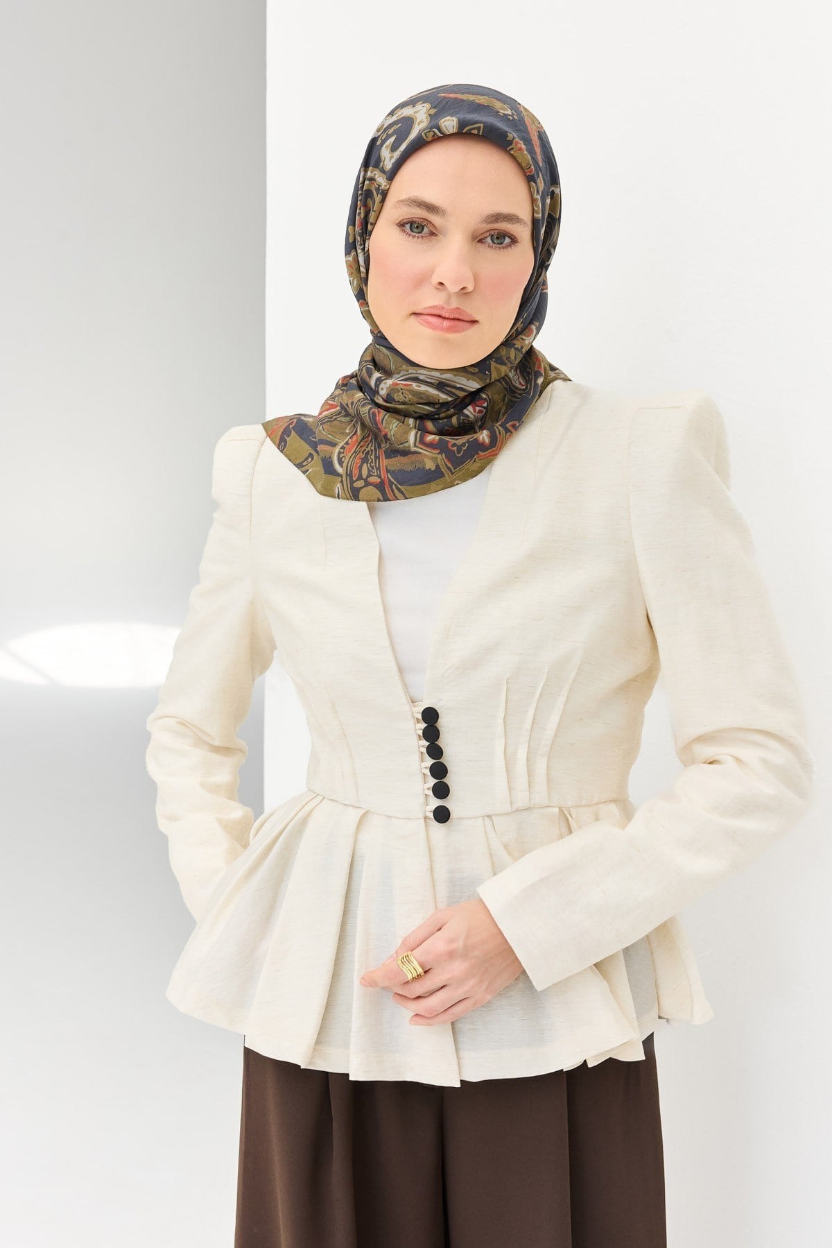 Velora Eşarp Şal Desen Antrasit 90x90