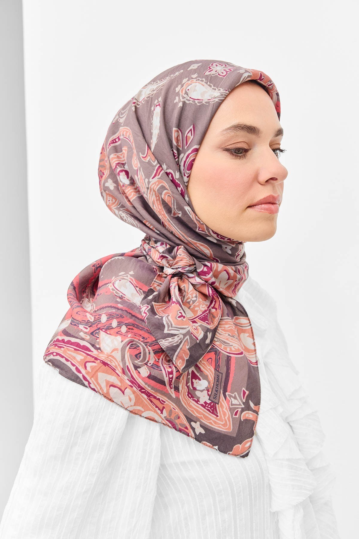 Velora Eşarp Şal Desen Füme 90x90