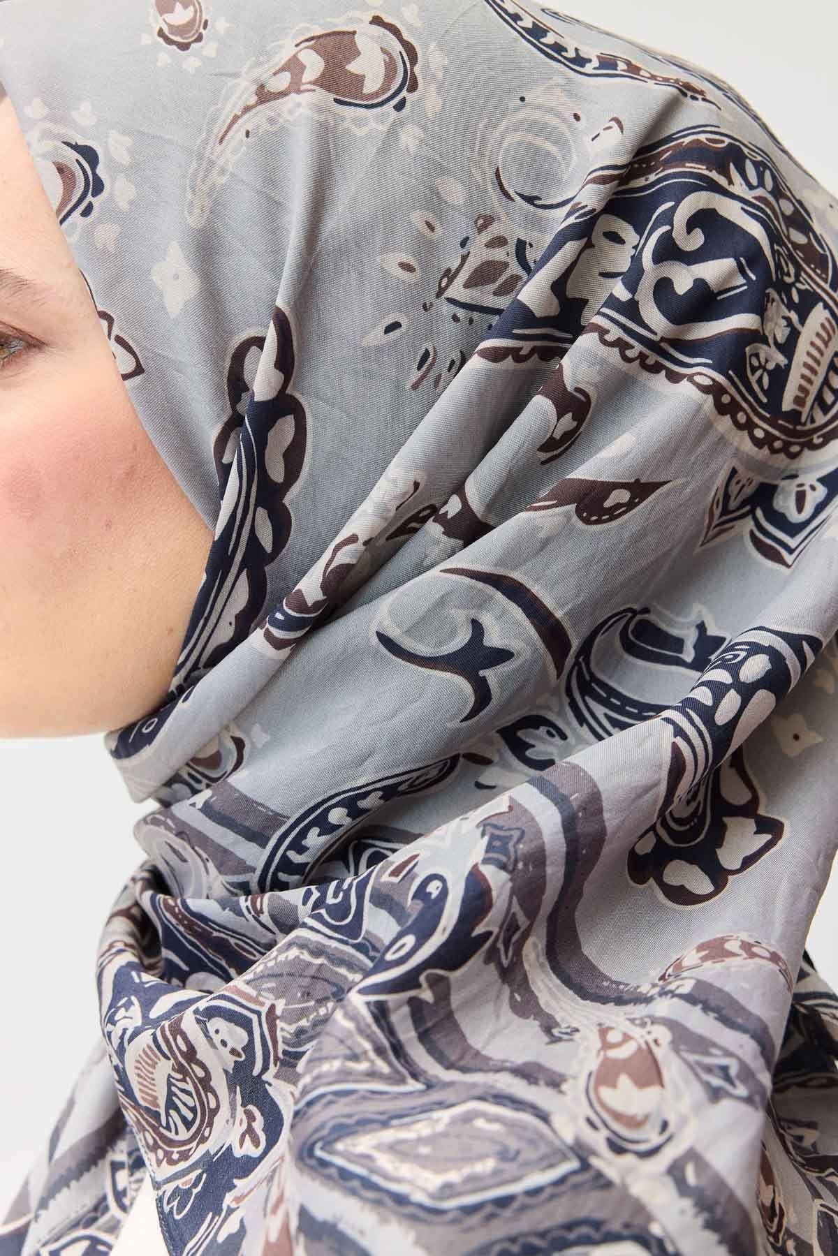 Velora Eşarp Şal Desen Lacivert 90x90