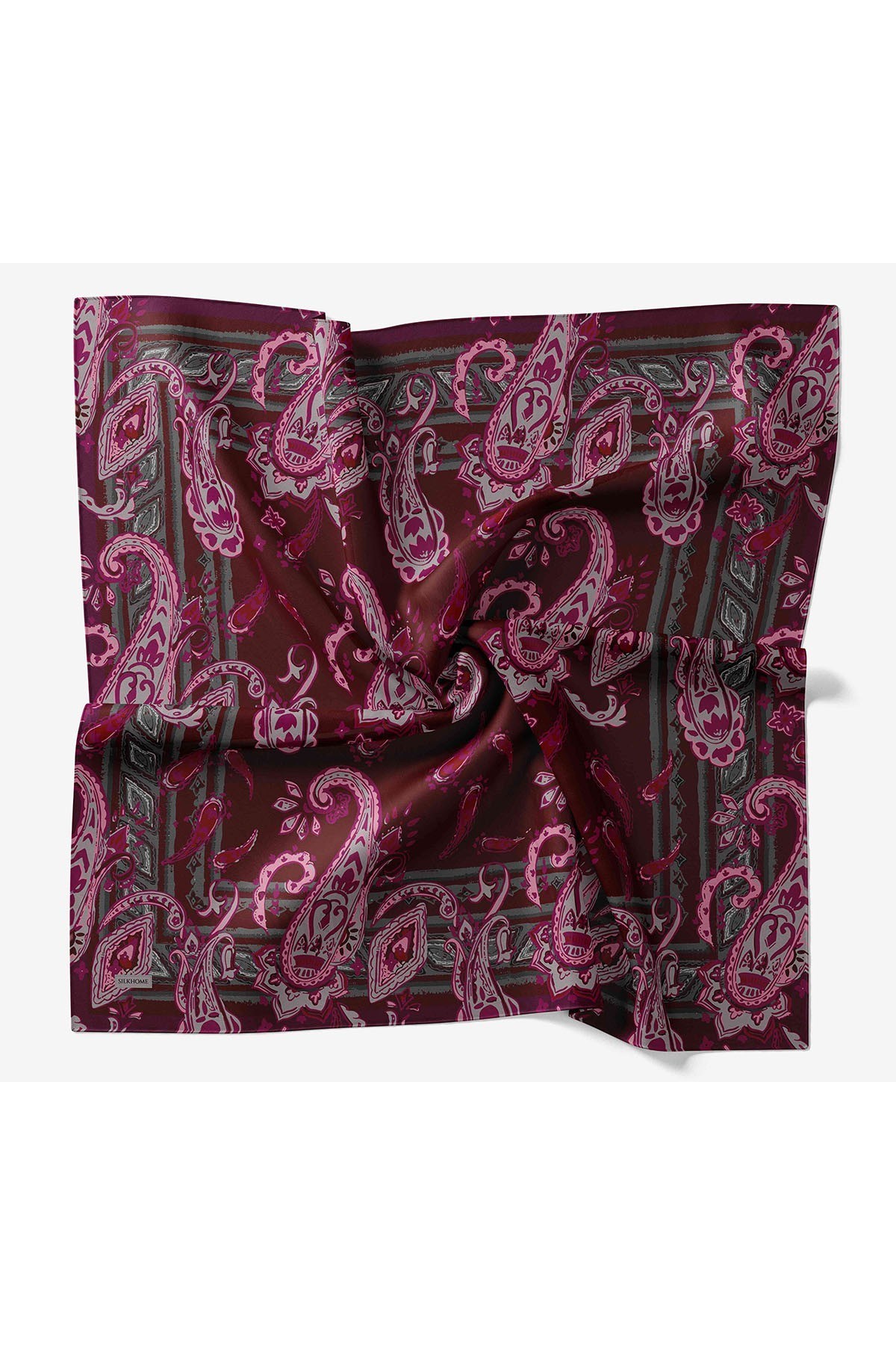 Velora Eşarp Şal Desen Mürdüm 90x90