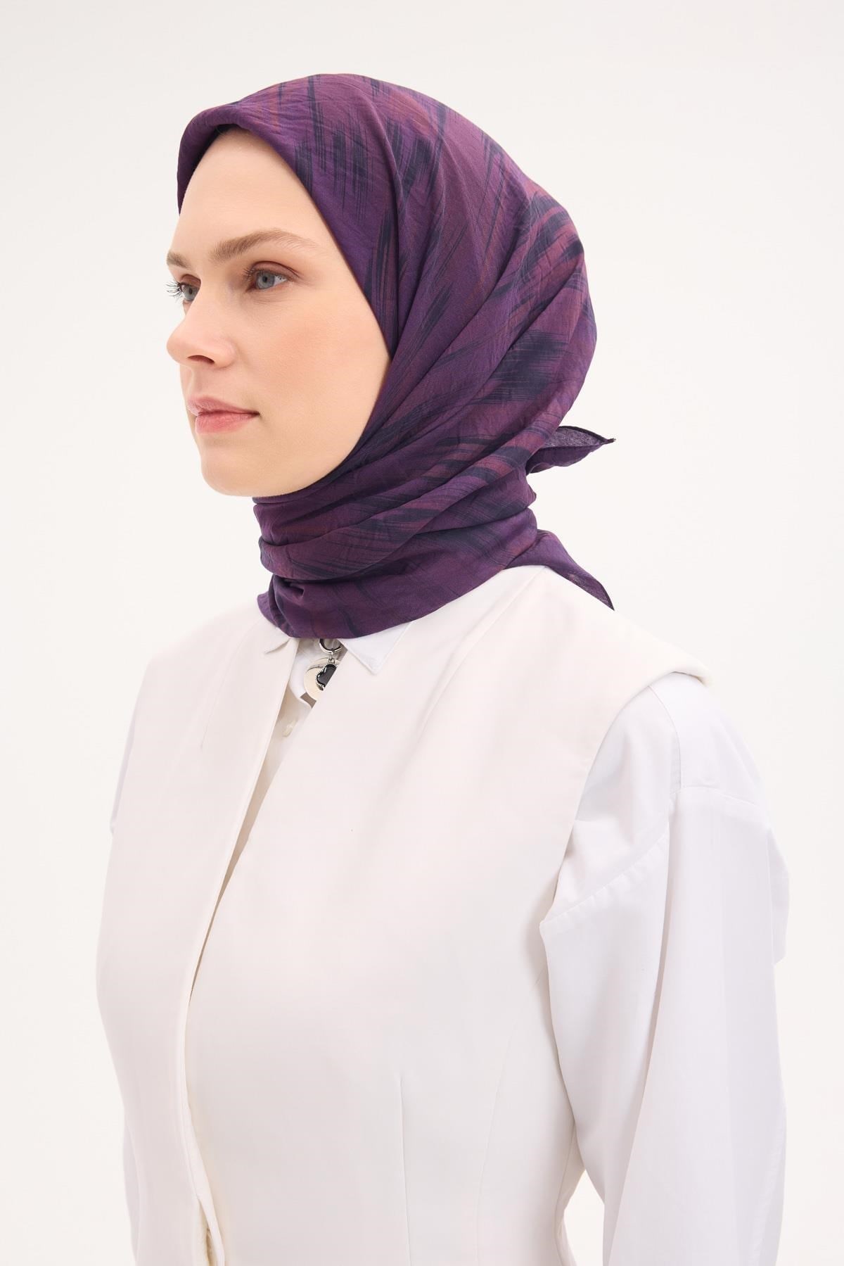 Velora Eşarp Sulu Boya Desen Ametist 90X90