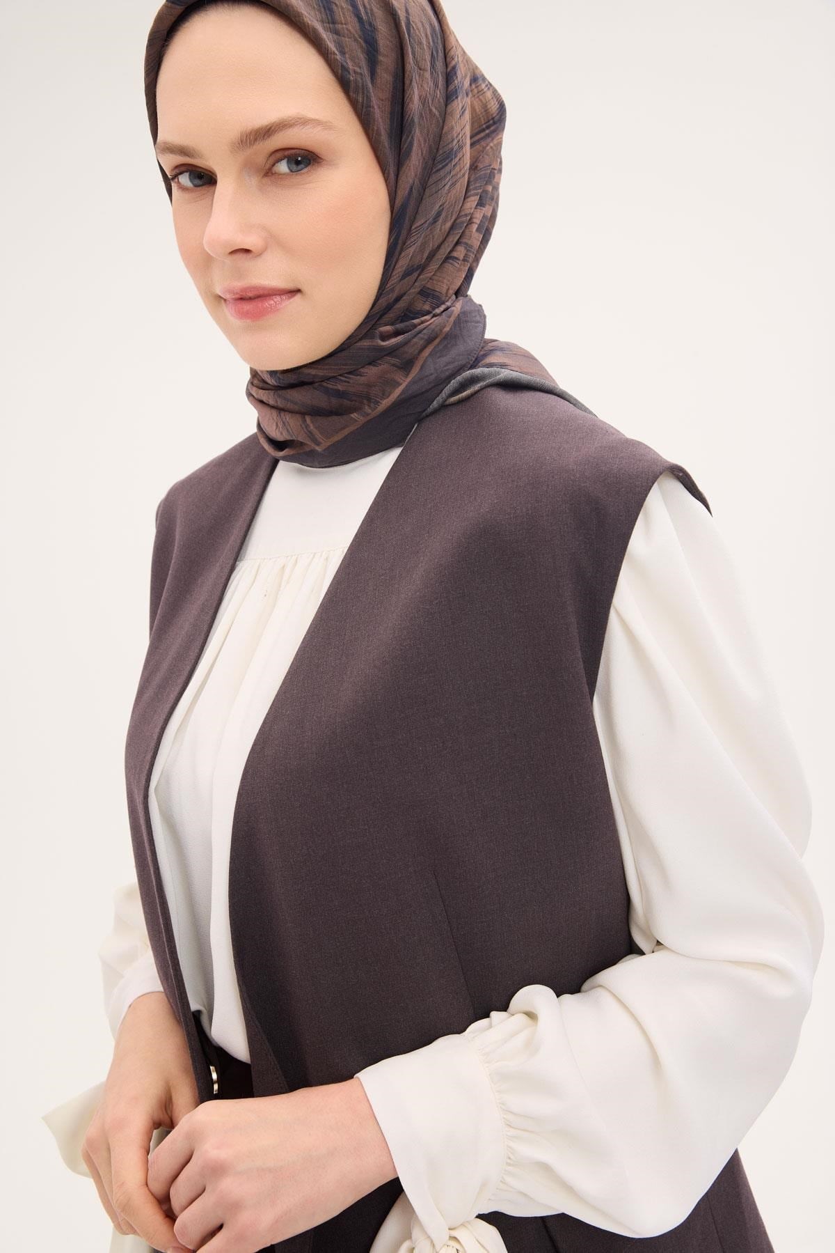 Velora Eşarp Sulu Boya Desen Asker Yeşili 90X90
