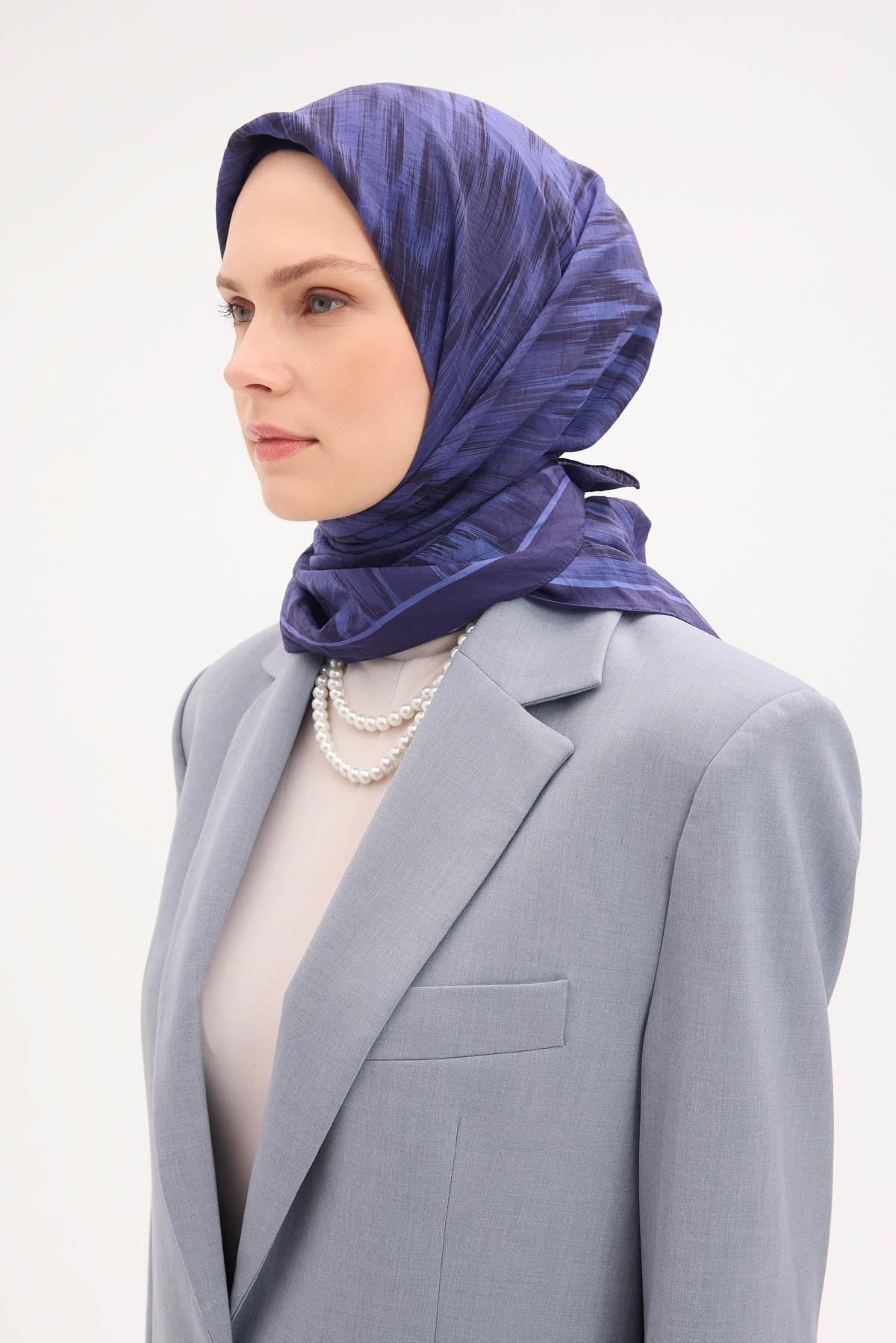 Velora Eşarp Sulu Boya Desen Mor 90X90