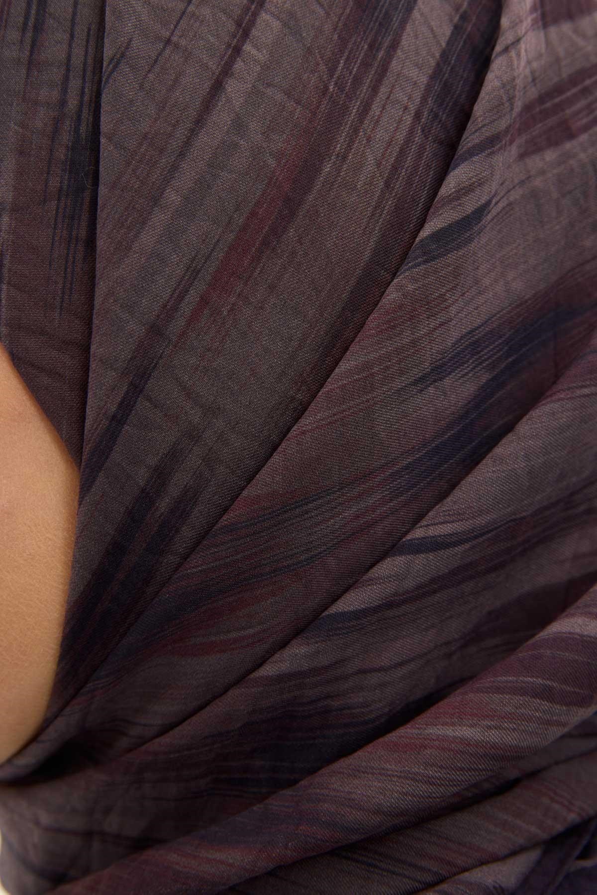 Velora Eşarp Sulu Boya Desen Mürdüm 90X90