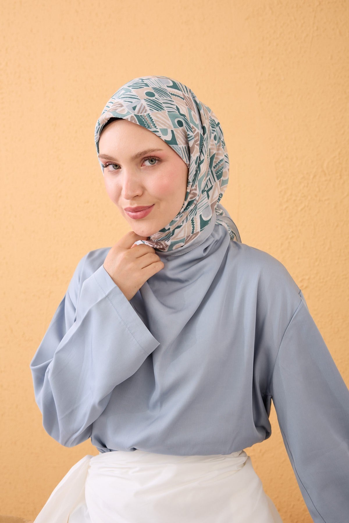 Velora Eşarp Vintage Paisley Buz Mavisi
