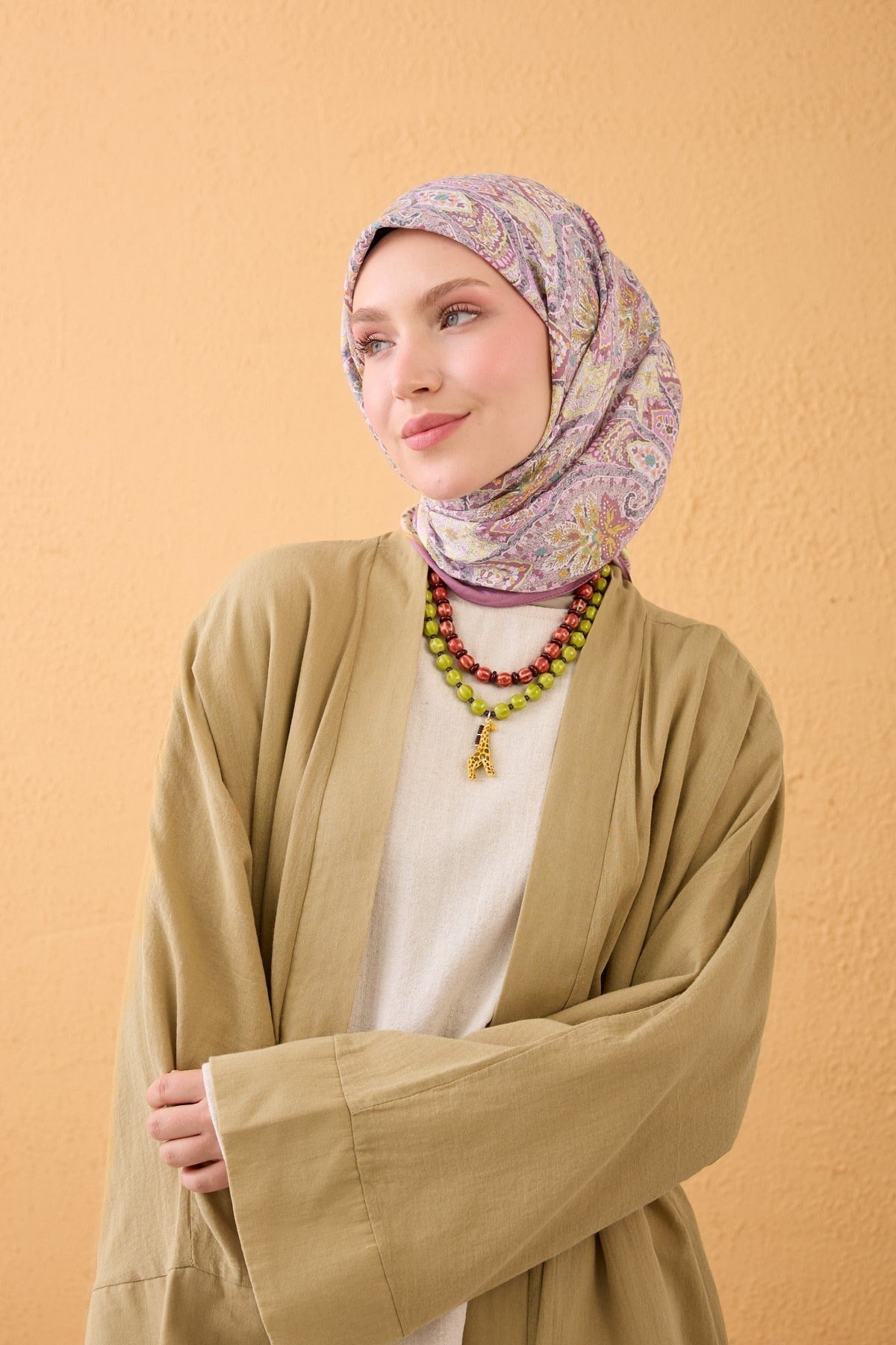 Velora Eşarp Vintage Paisley Koyu Pudra