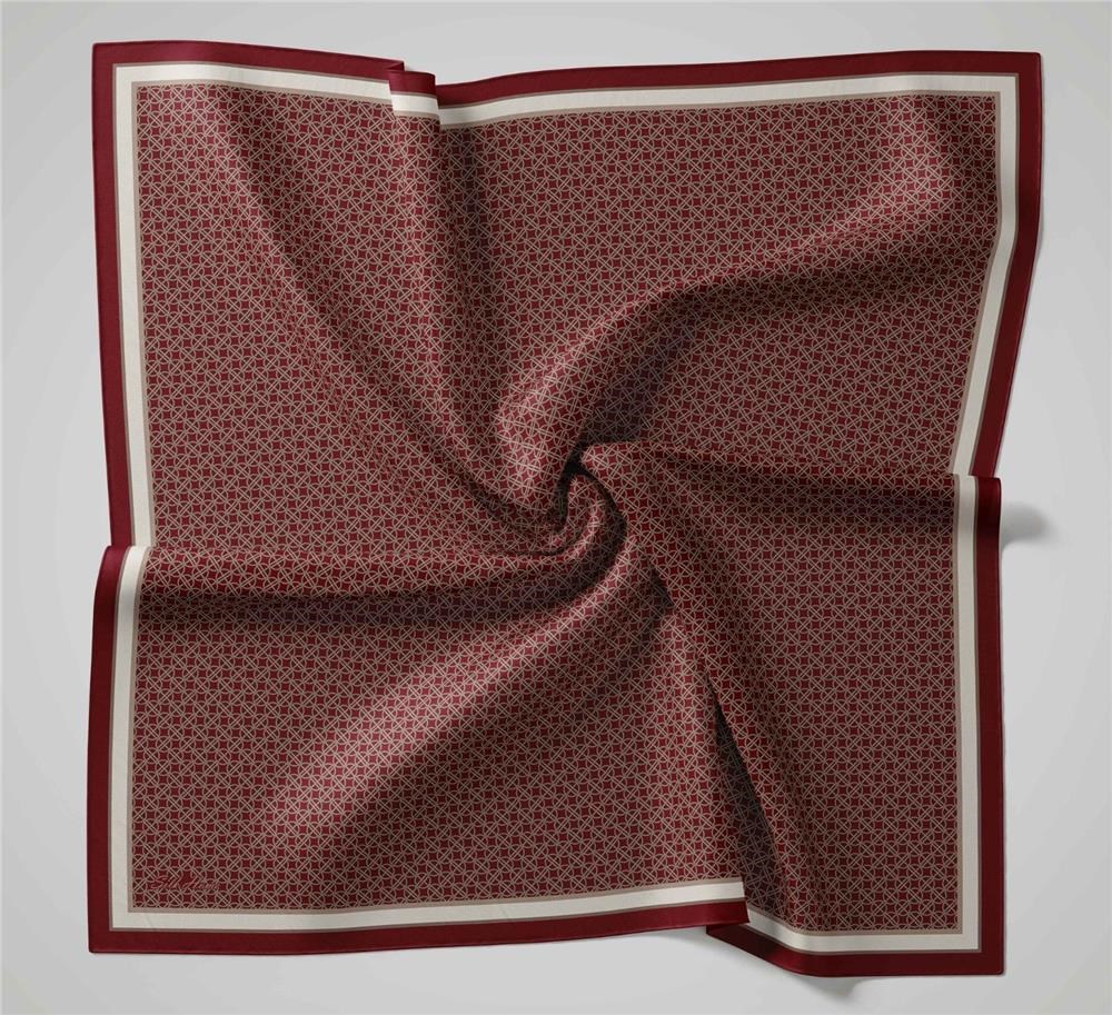 Viskon Aura Eşarp Bordo Zincir Desenli Tok Duruşlu 90x90