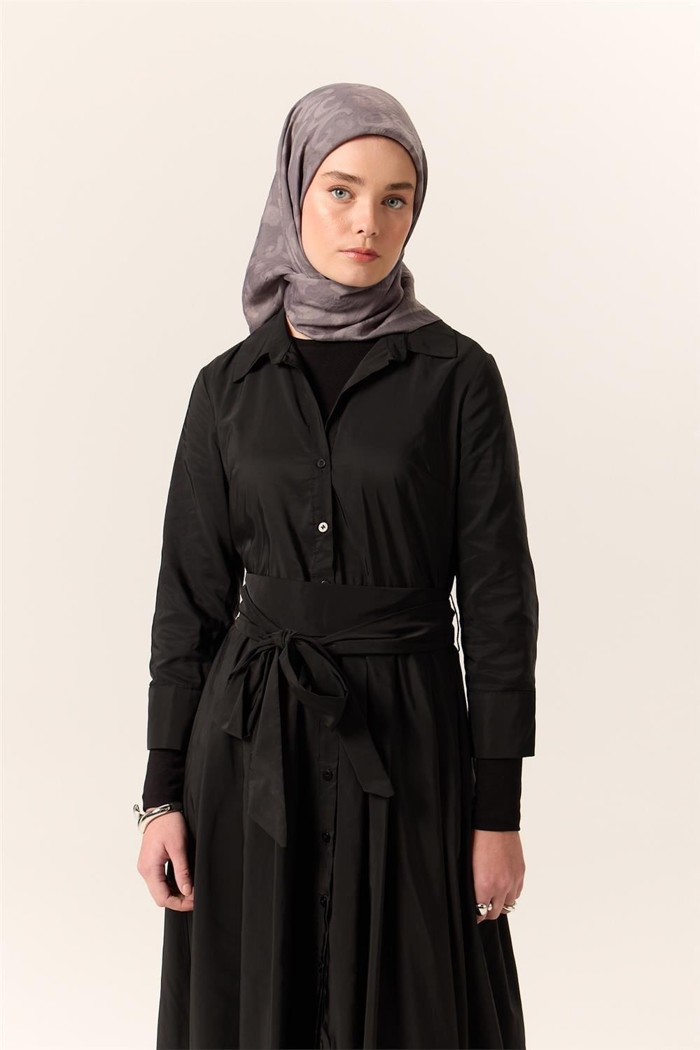 Viskon Karışımlı Velora Eşarp Gri-Duman Desenli Yumuşak Dokulu Tok Duruşlu 90x90