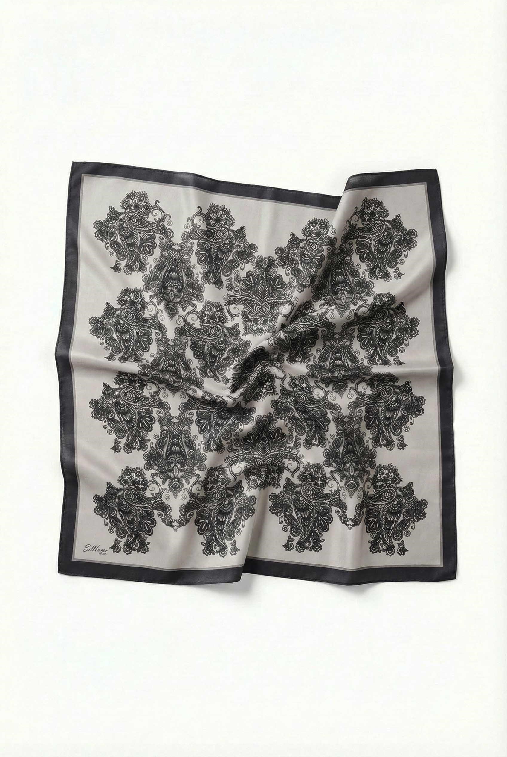 Viskon Velora Eşarp Dört Mevsim Barok Floral Desen Bej 90X90