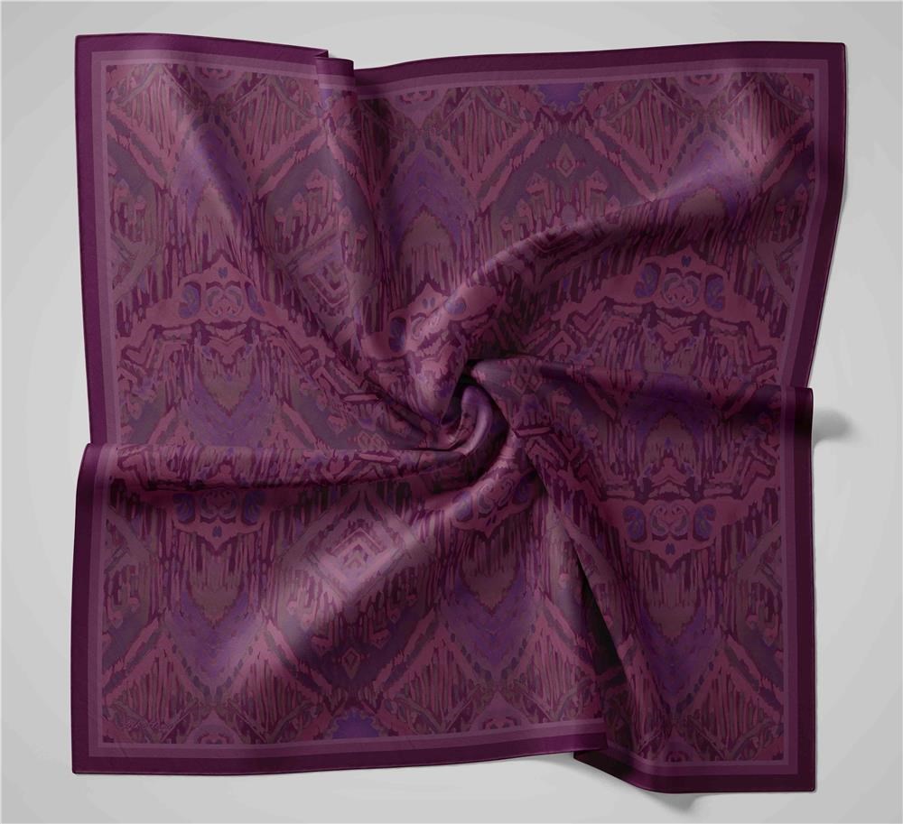 Viskon Velora Eşarp Dört Mevsim Karma Desen Böğürtlen 90x90