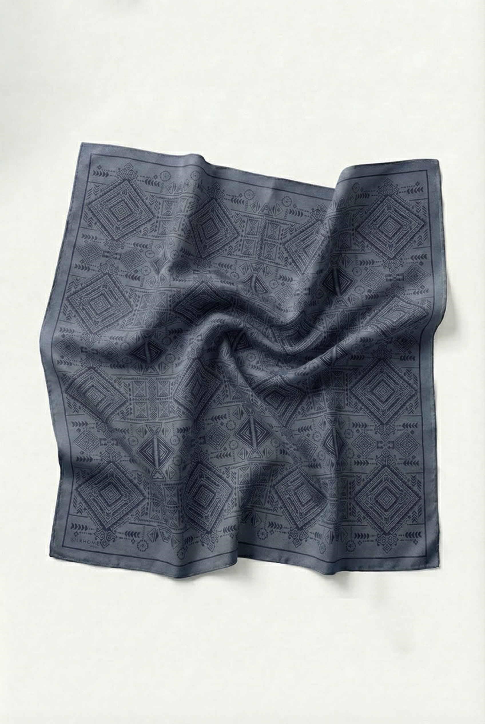 Viskon Velora Eşarp Dört Mevsim Kilim Desen Mavi 90X90
