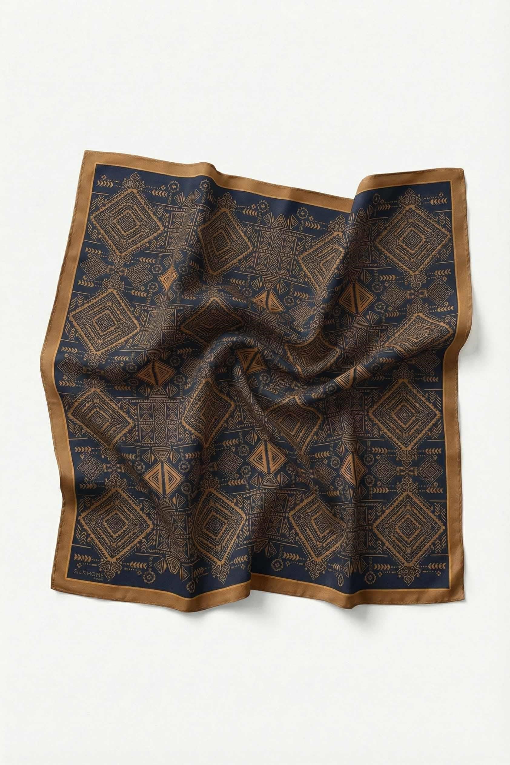 Viskon Velora Eşarp Dört Mevsim Kilim Desen Taba 90X90