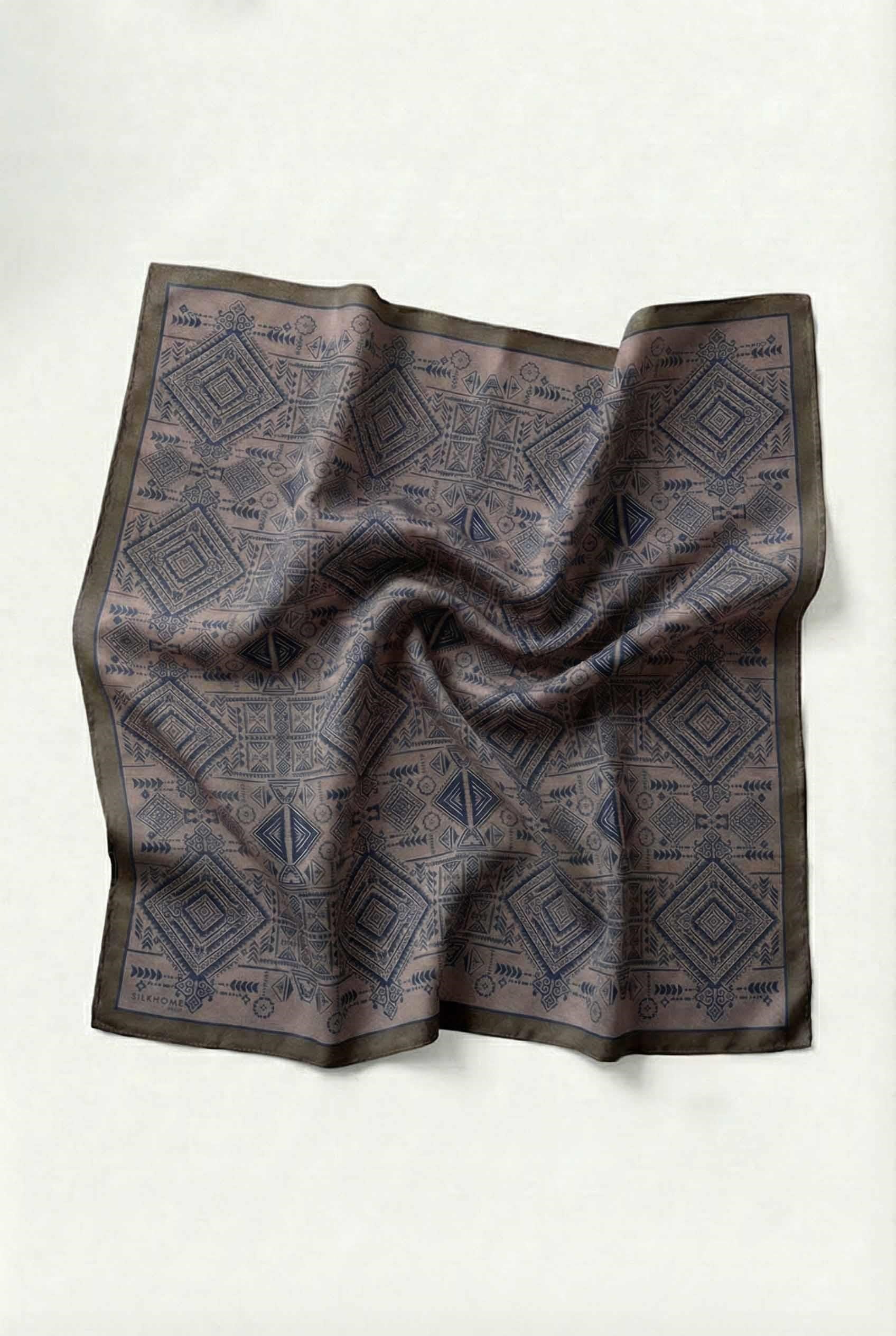 Viskon Velora Eşarp Dört Mevsim Kilim Desen Mocha 90X90