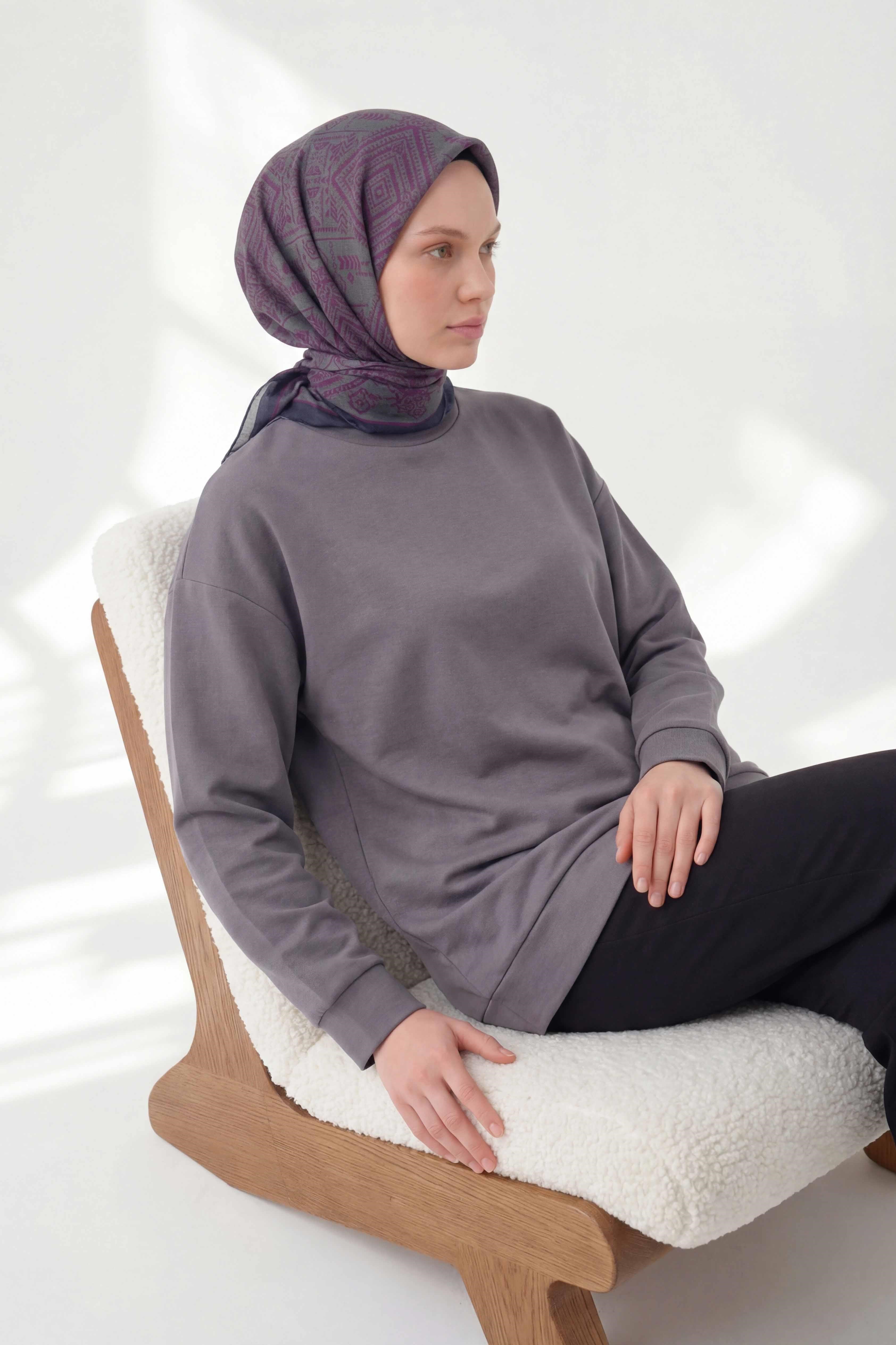 Viskon Velora Eşarp Dört Mevsim Kilim Desen Lacivert 90X90