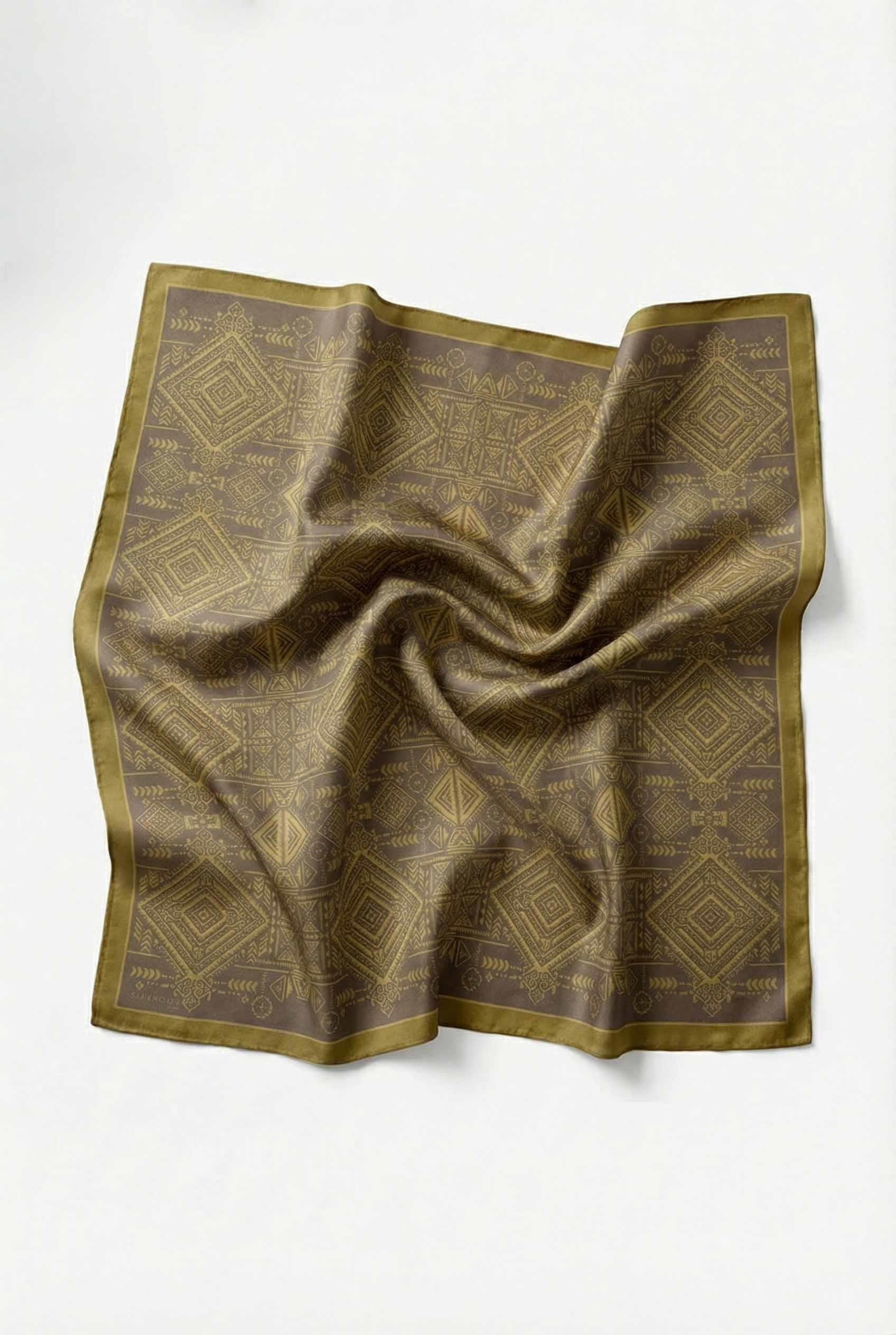 Viskon Velora Eşarp Dört Mevsim Kilim Desen Hardal 90X90