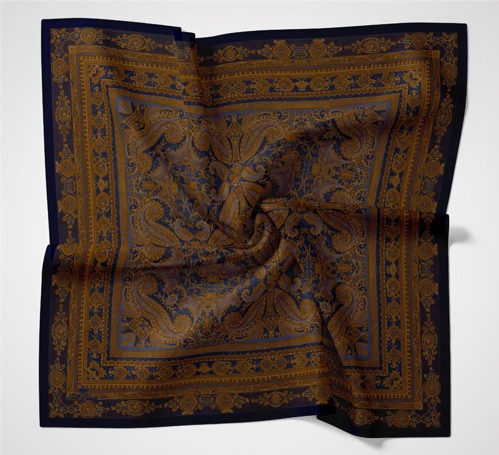 Viskon Velora Eşarp Dört Mevsim Koyu Lacivert 90x90