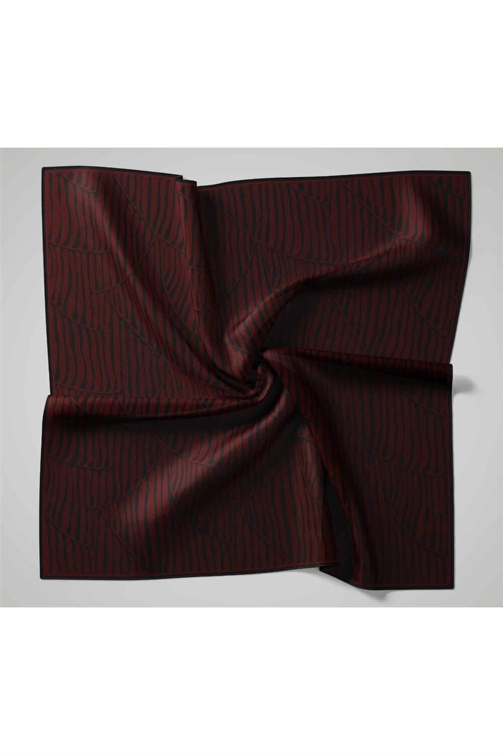 Viskon Velora Eşarp Koyu Lacivert Bordo Çizgili Hafif Dökümlü 90x90