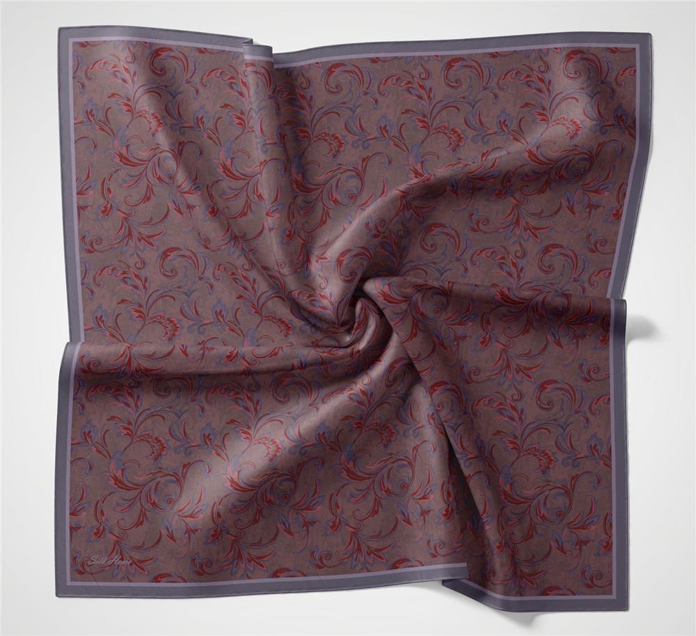 Viskon Velora Eşarp Mor Tonlu Barok Floral Desenli Tok Duruşlu 90x90