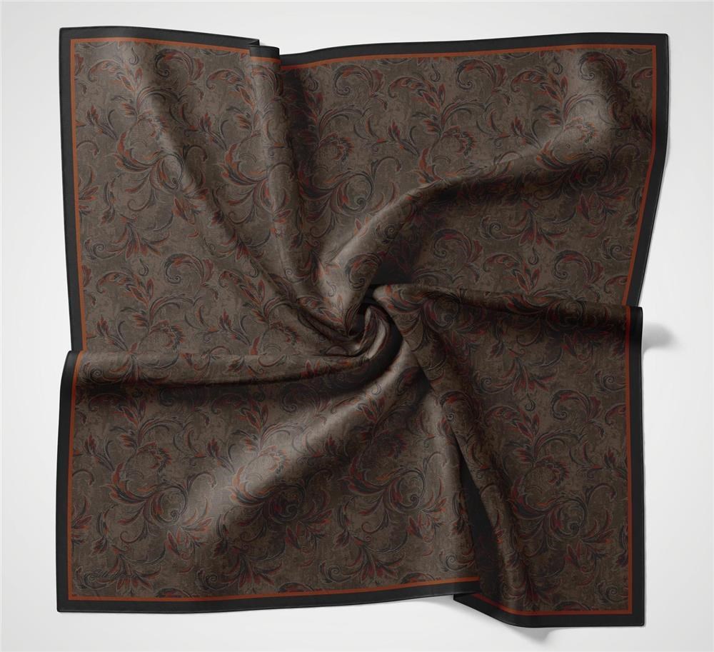 Viskon Velora Eşarp Siyah-Mor Tonlu Barok Floral Desenli Tok Duruşlu 90x90